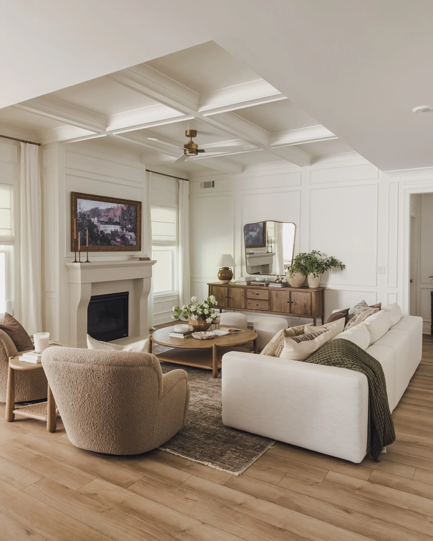 12. Traditional Warmth with Structured Neutrals (Living Room Carpet Ideas)