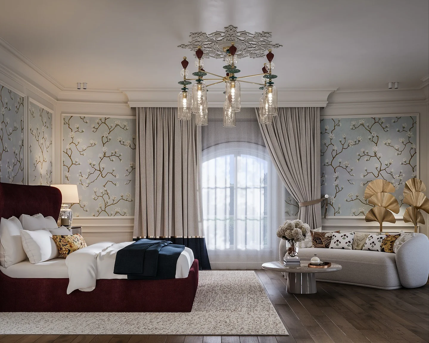 4. Classic Romance with Vintage Blue and Burgundy (Dream Bedroom Ideas)