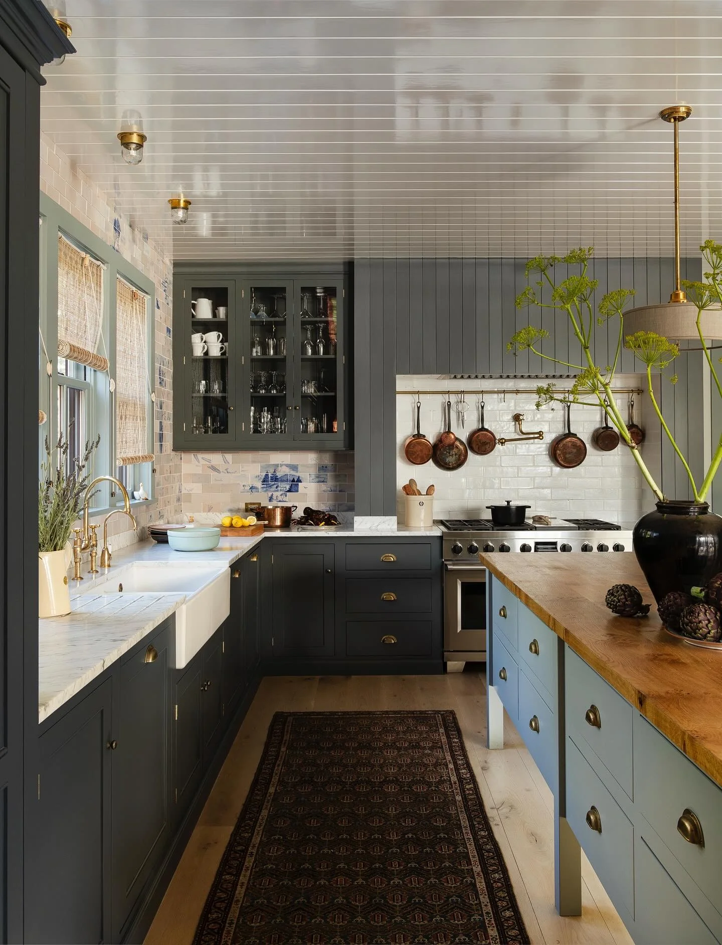 14. Layered Neutrals with Heritage Blue-Green (Moody Kitchen Ideas)