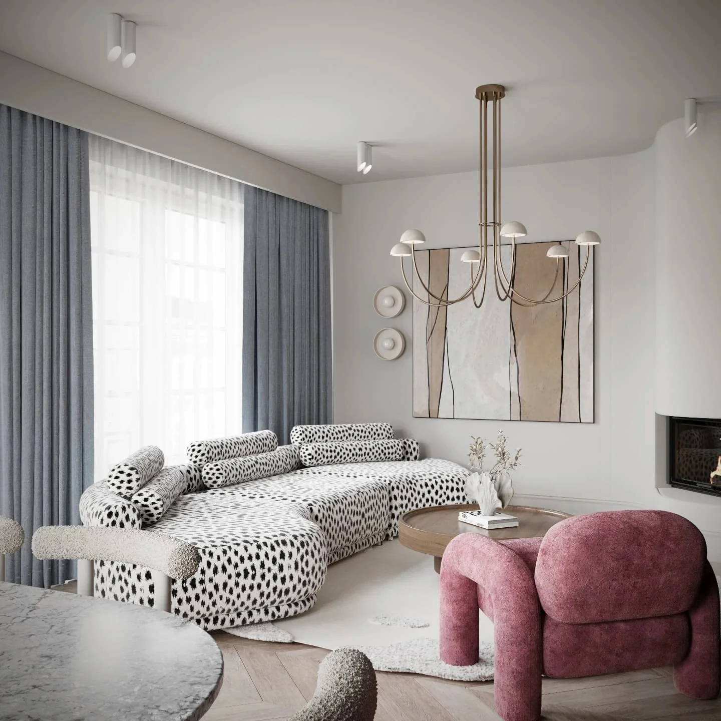 11. Abstract Patterns and Sculptural Textures (Gray and White Living Room Ideas)