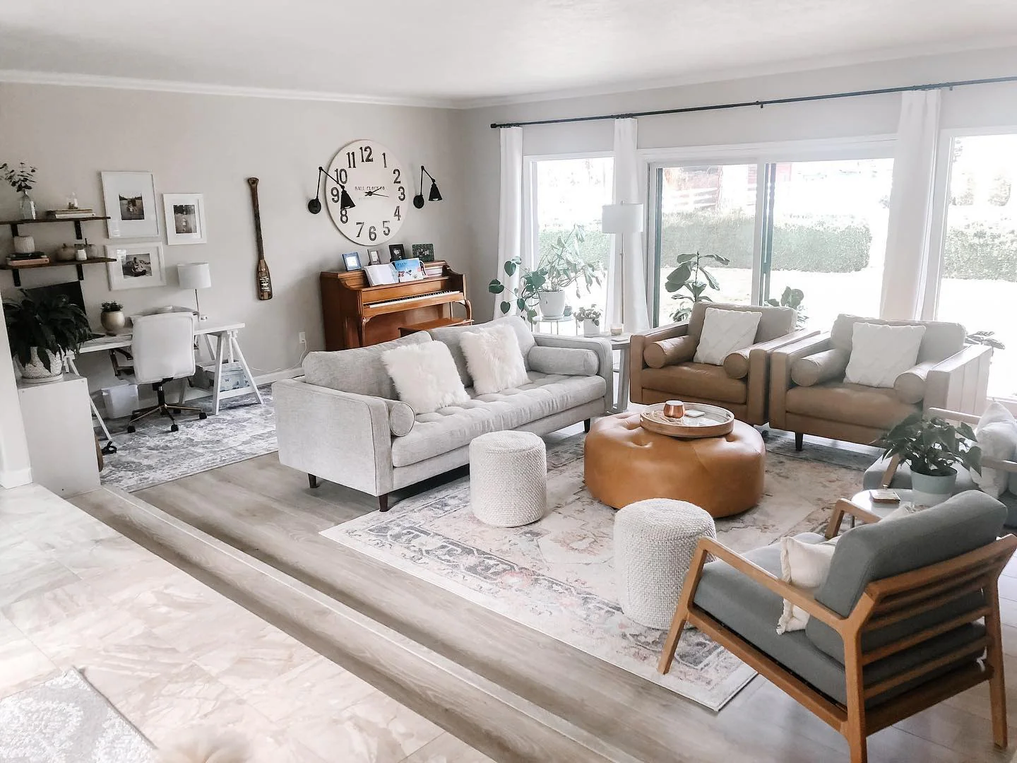 10. Layered Comfort in a Family-Friendly Setup (Living Room Office Ideas)