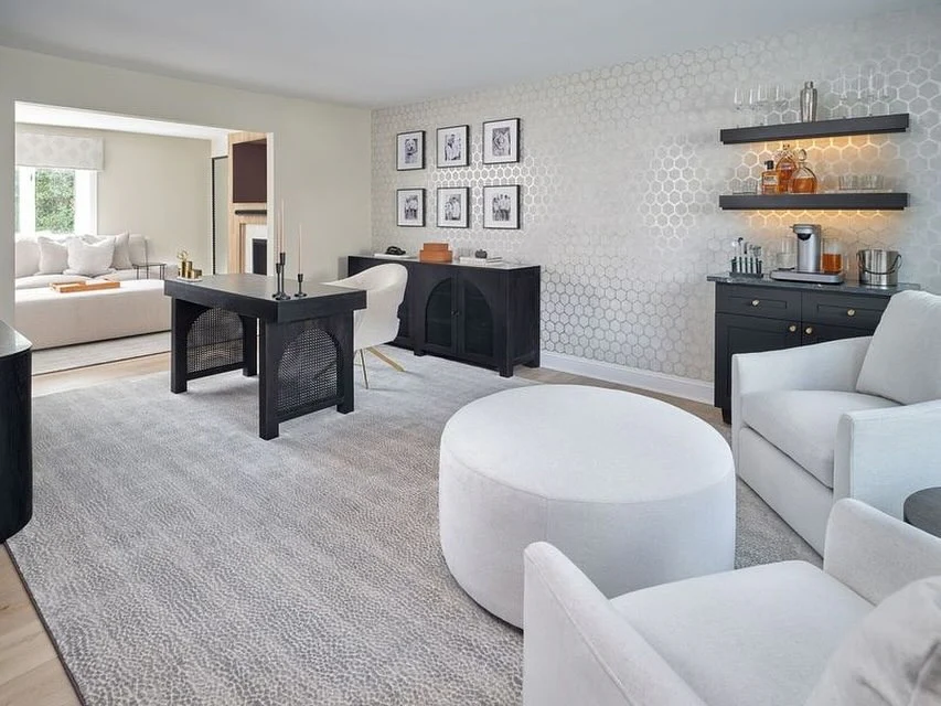 11. Monochrome Layers with Textural Contrast (Living Room Office Ideas)