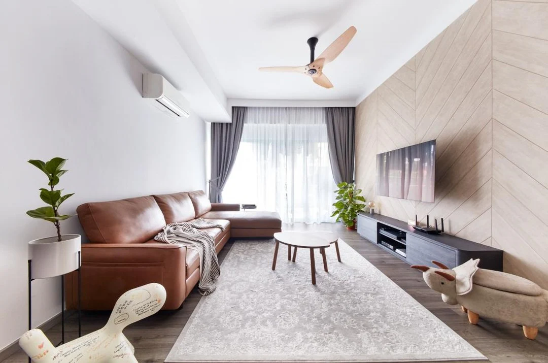 5. Soft Contemporary Family Room (Brown Leather Sofa Living Room Ideas)