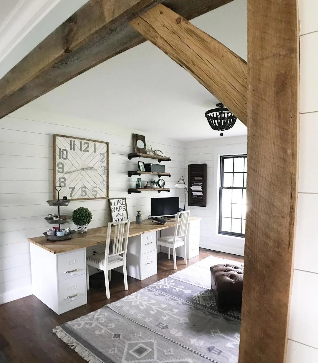 6. Dual Workspace Farmhouse Style (Farmhouse Office Ideas)