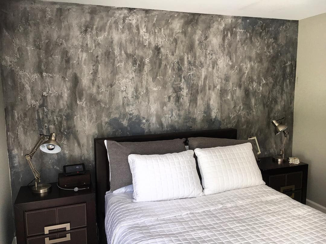 3. Urban Edge with Industrial Texture (Gray Wall Bedroom Ideas)