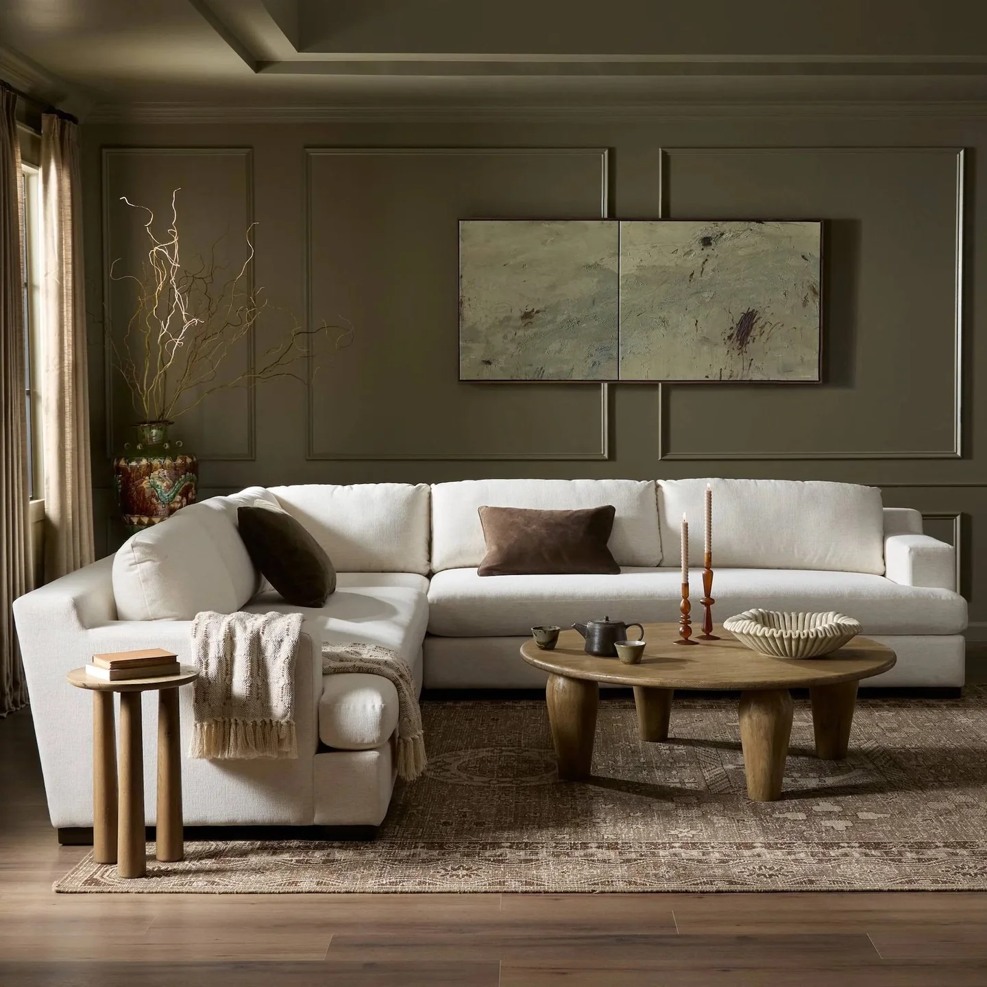 6. Sculptural Elegance in a Monochromatic Setting (Living Room Furniture Ideas)