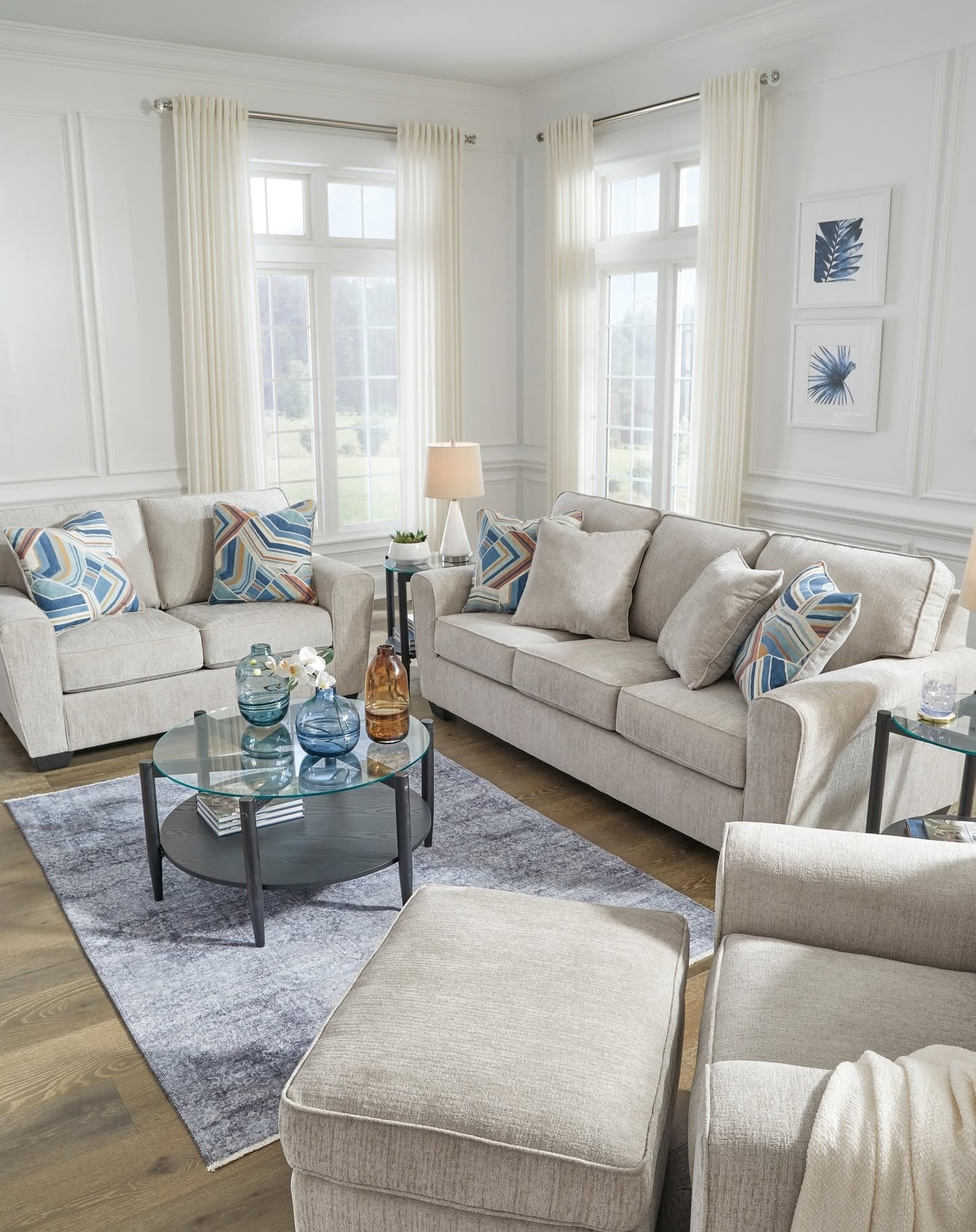 8. Contemporary Casual with Pops of Coastal Color (Living Room Furniture Ideas)