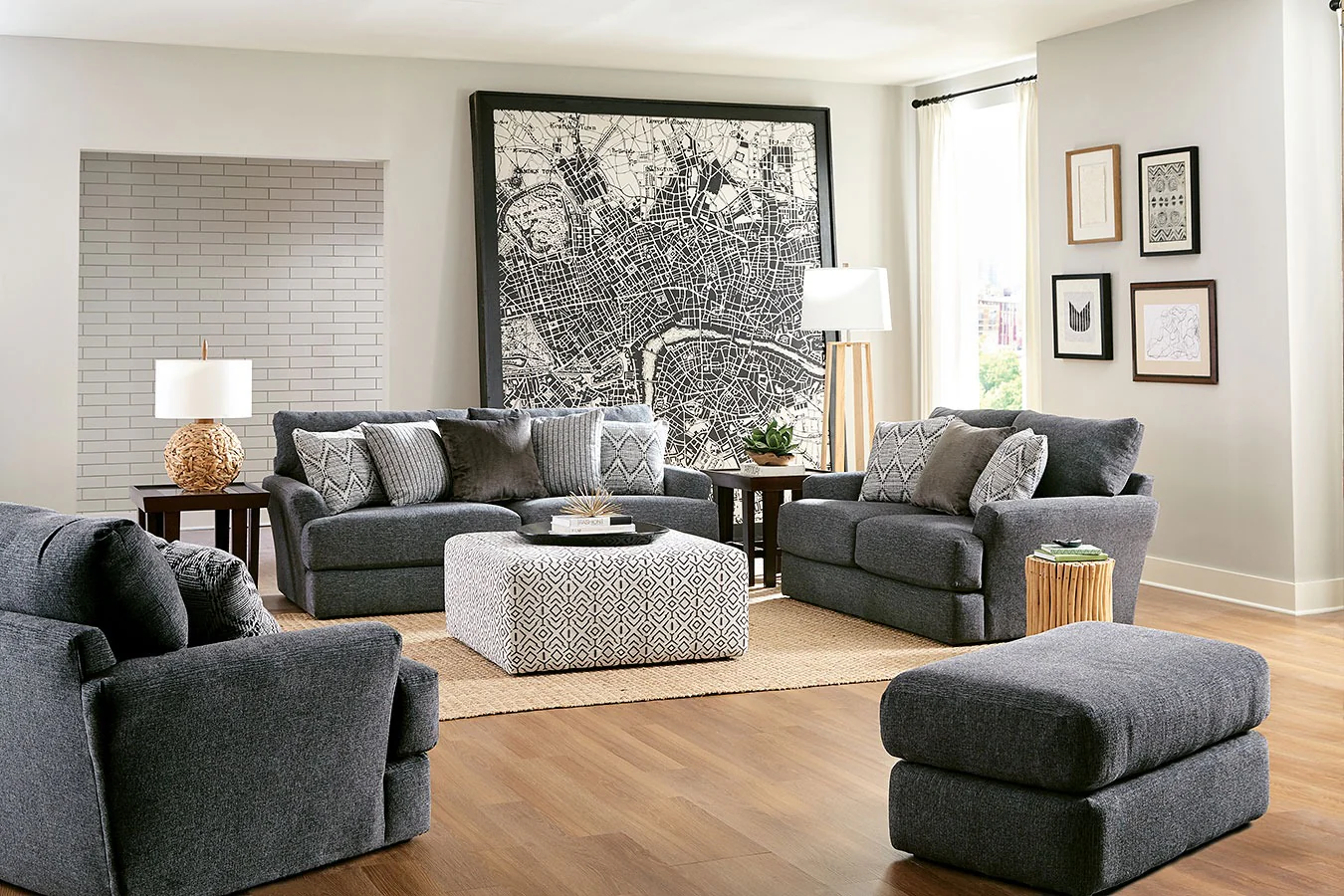 10. Modern Comfort with a Bold Graphic Statement (Living Room Furniture Ideas)
