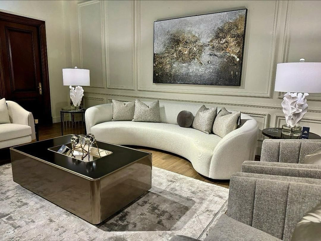 18. Curved Contemporary Elegance in Ivory and Pewter (Living Room Furniture Ideas)