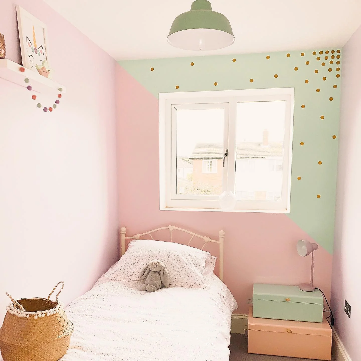 4. Playful Pastel Geometry (Pastel Bedroom Ideas)