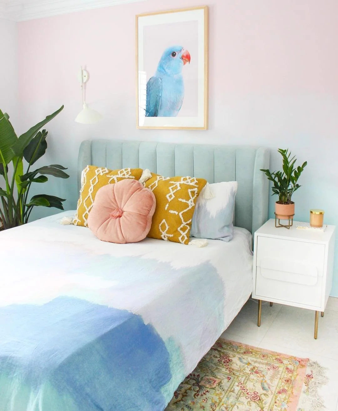 15. Tropical Pastel Pop (Pastel Bedroom Ideas)