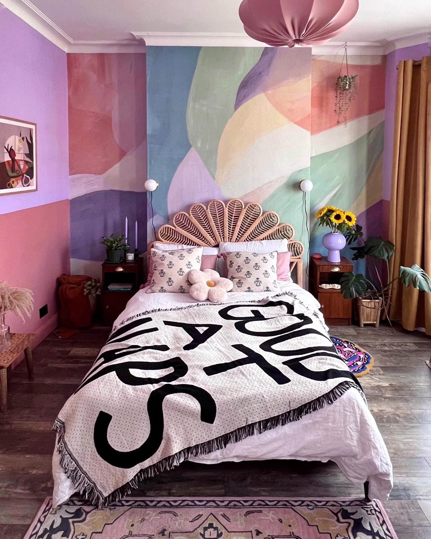 12. Bold Expression with Muted Pastels (Pastel Bedroom Ideas)