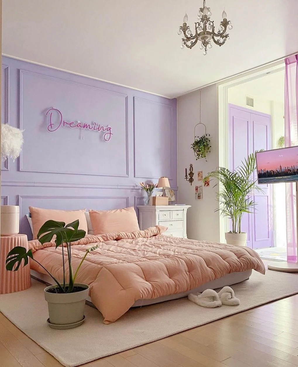 14. Lilac Dreams with Blush Comfort (Pastel Bedroom Ideas)