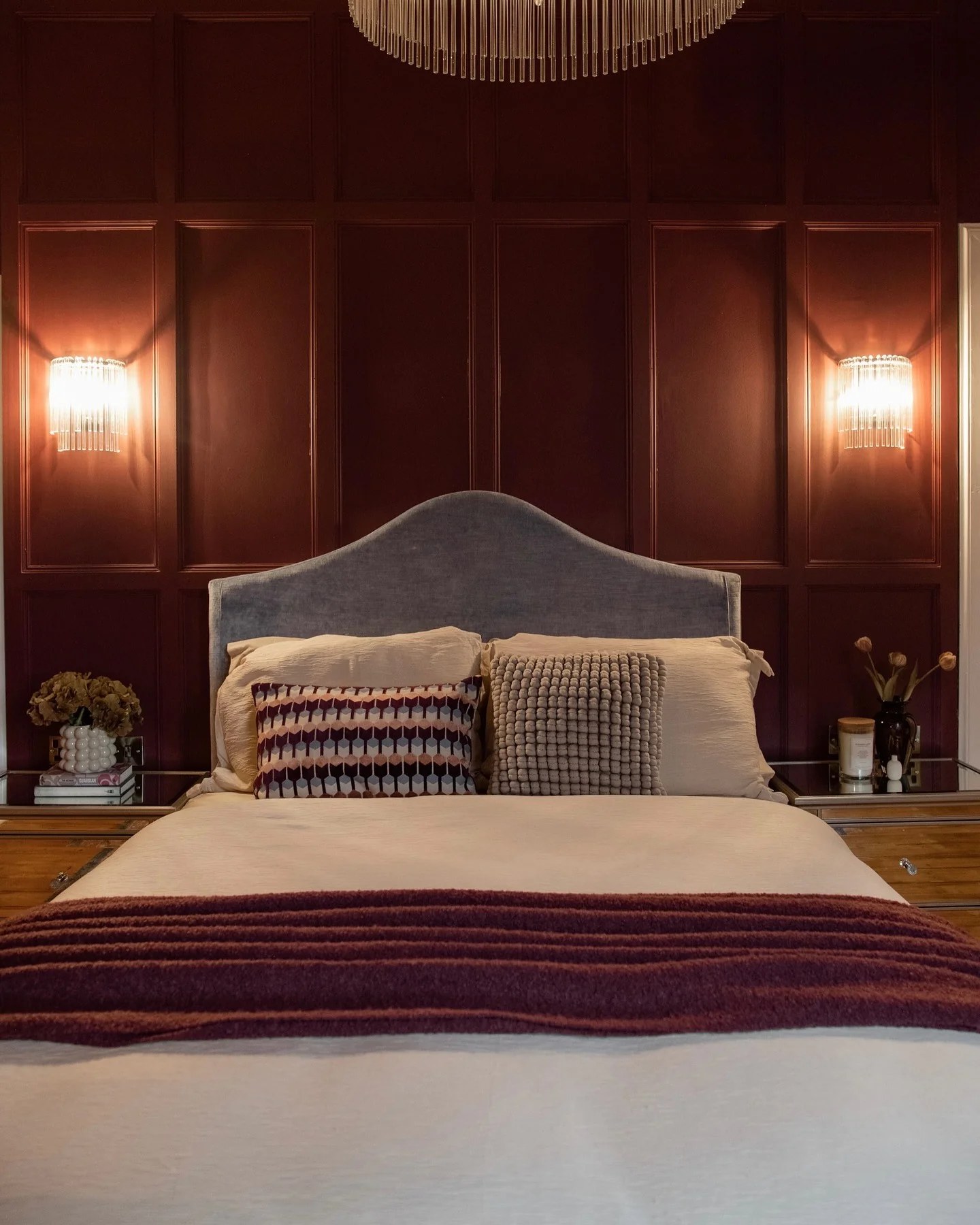 4. Refined Texture with Moody Undertones (Burgundy Bedroom Ideas)