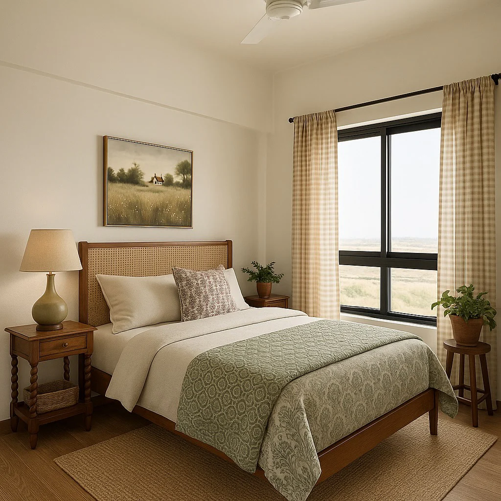 9. Olive Paneling with Crisp Accents (Nature Bedroom Ideas)