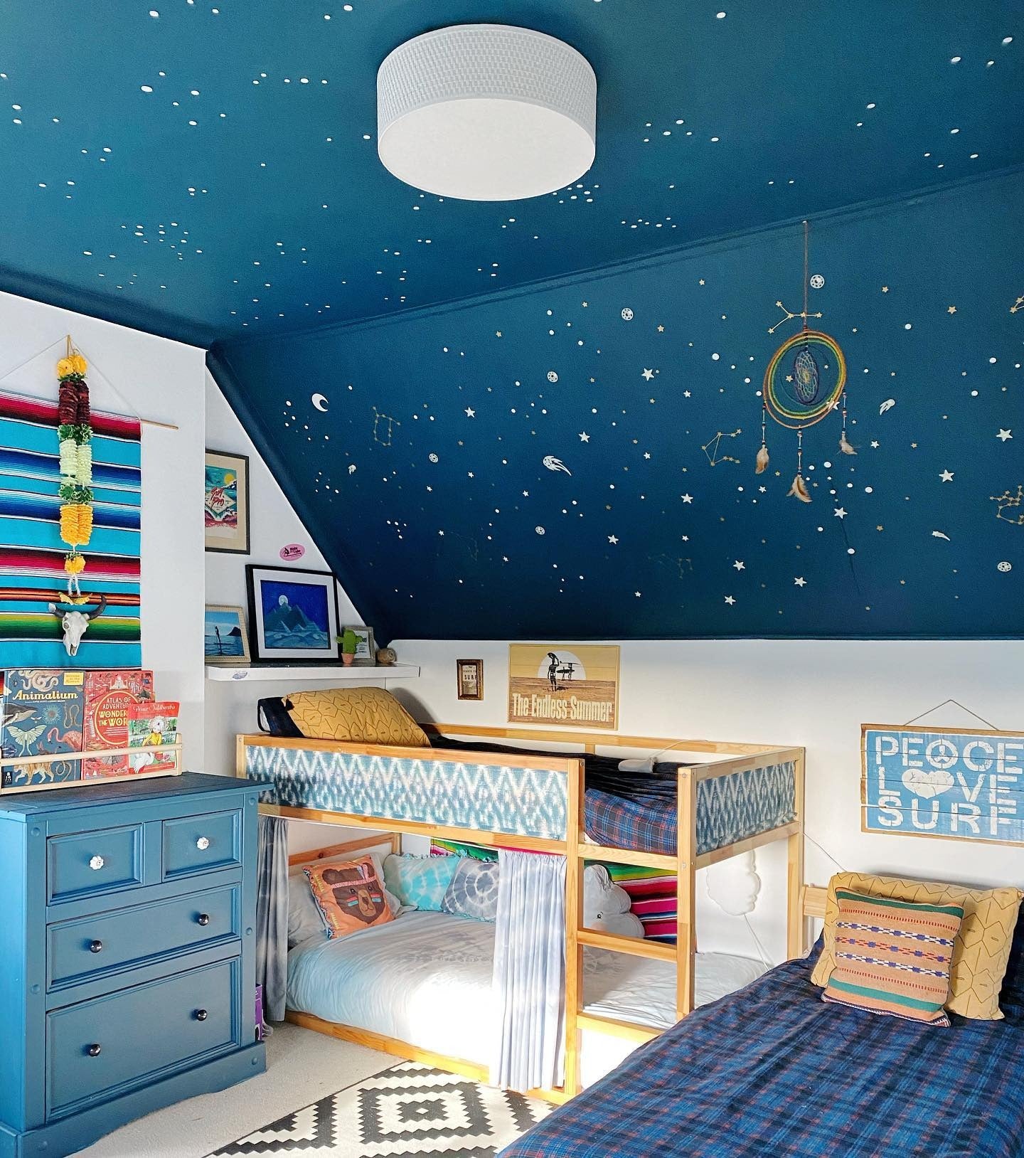 2. Starry Sky Loft Bunk Room (Space Bedroom Ideas)