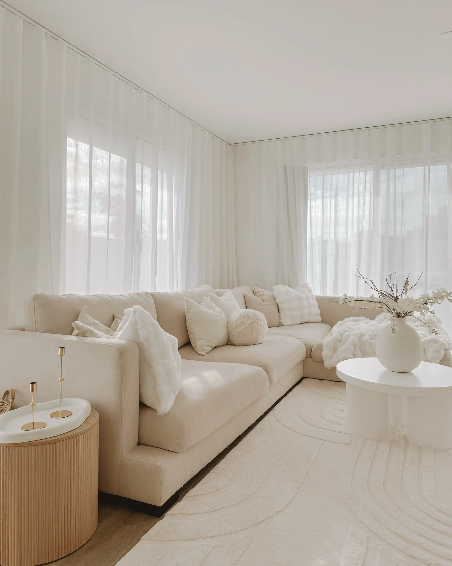 3. Soft Organic Comfort with Monochrome Cream (Beige Couch Living Room Ideas)