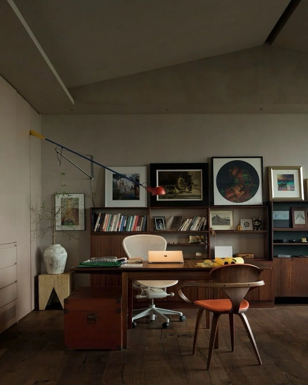 14. Collected Study with Mid-Century References and Gallery Wall (Old Money Office Ideas)