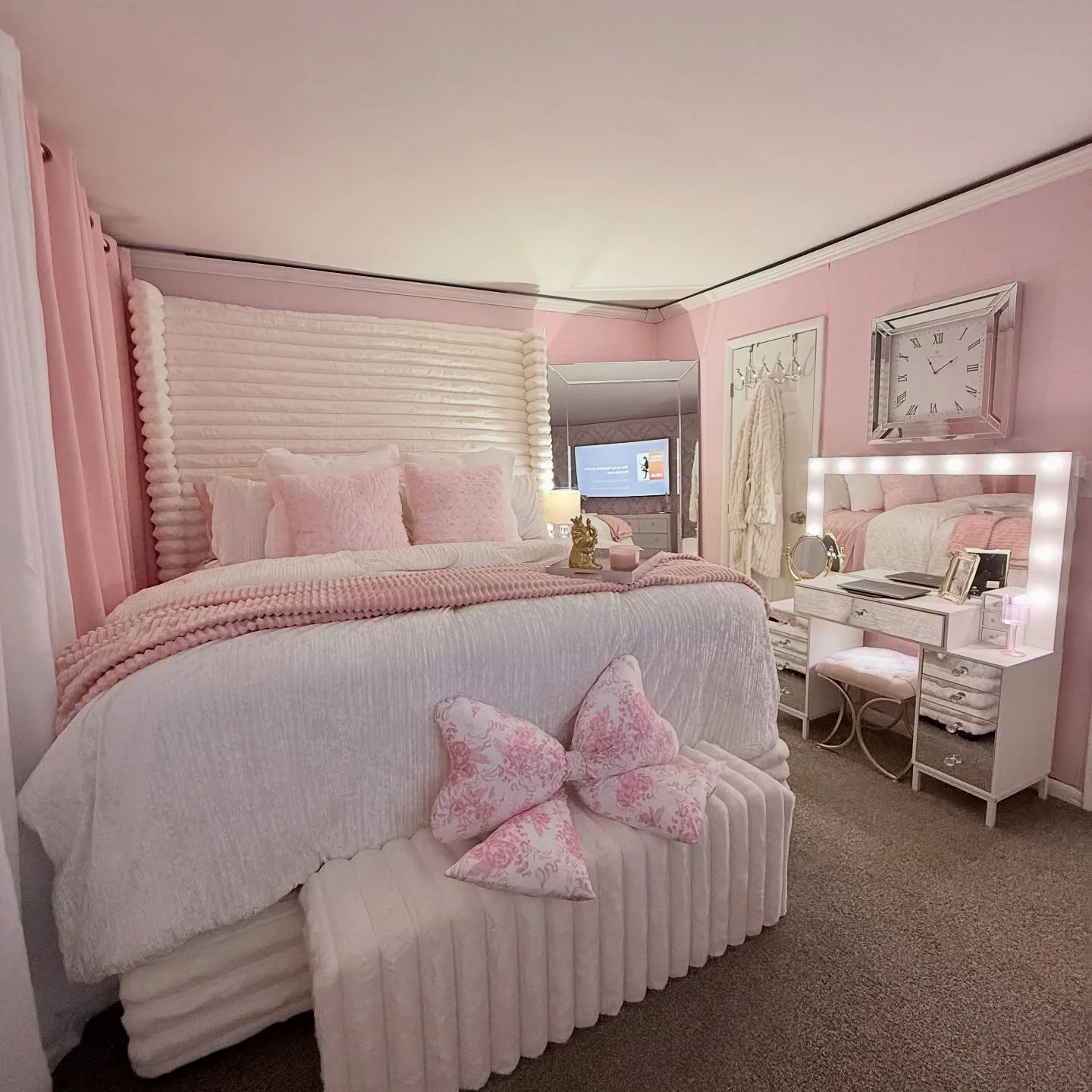 14. Plush Luxe in Blush and White (Light Pink Bedroom Ideas)