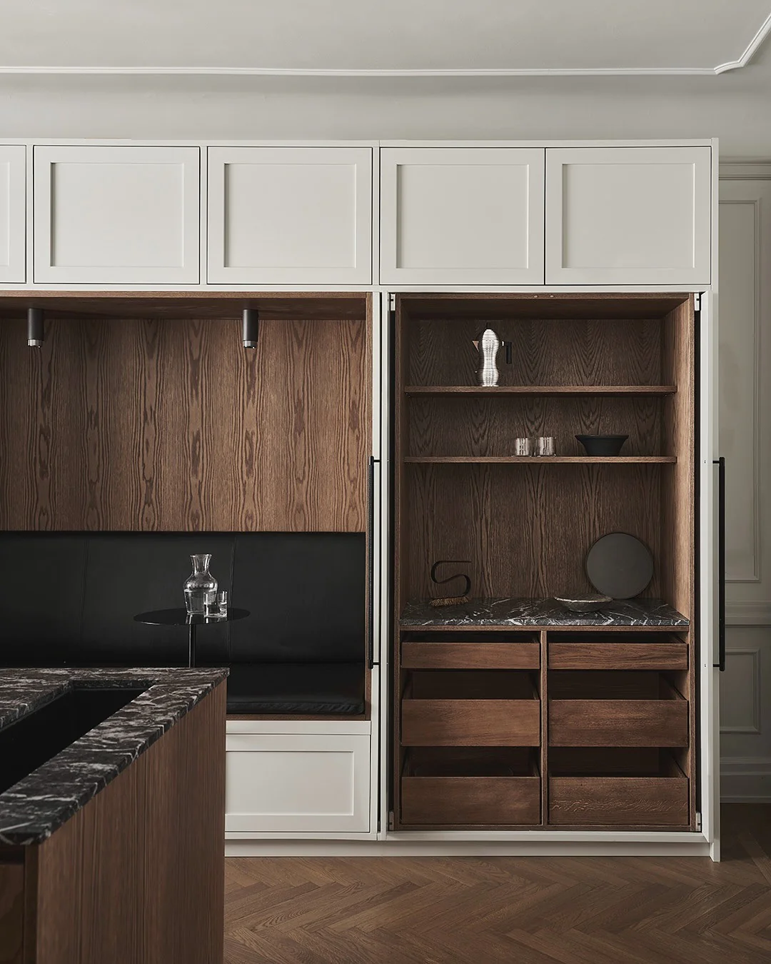 7. Tailored Utility with Discreet Features (Dark Wood Kitchen Ideas)