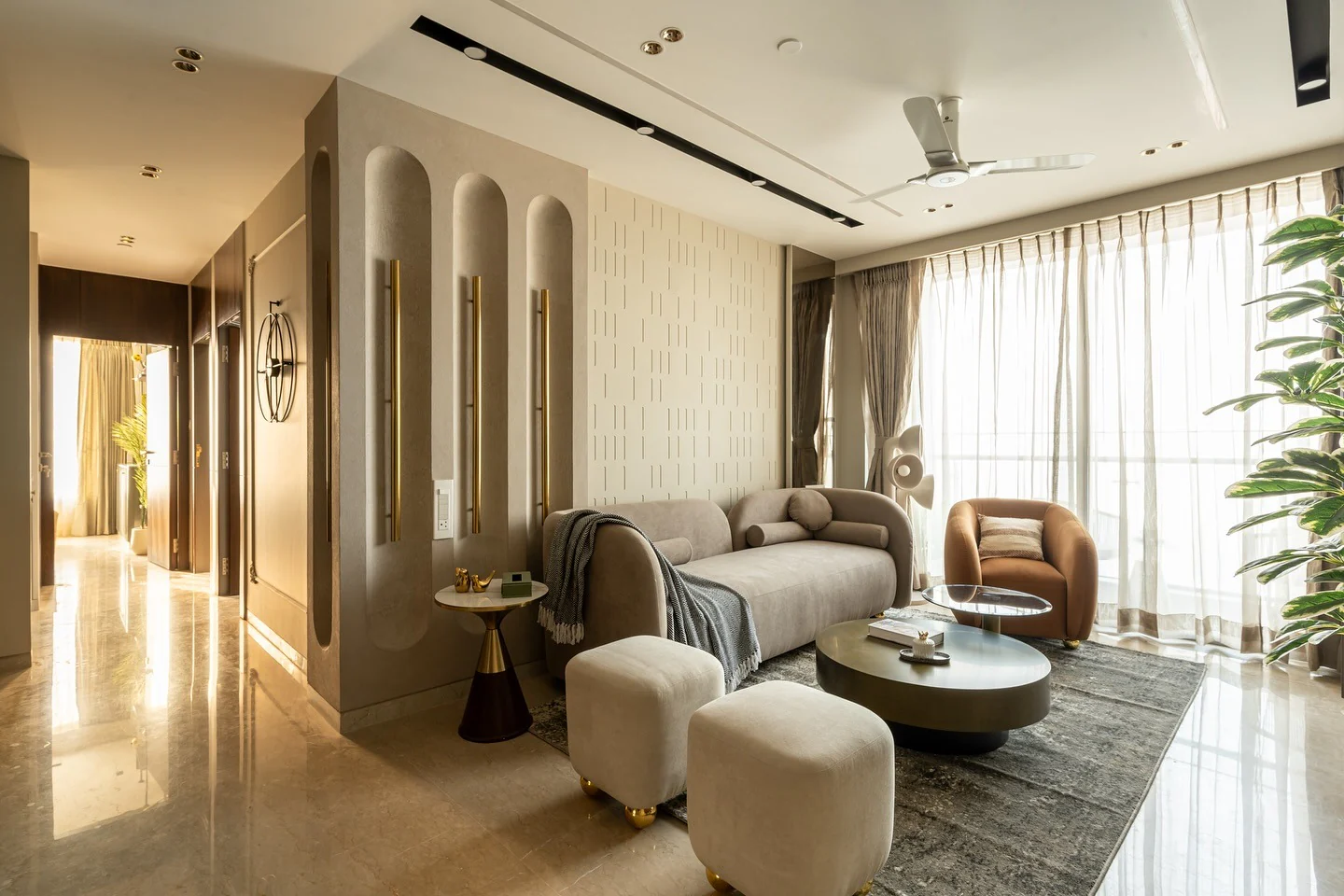 3. Minimalist Texture in Taupe and Mocha (Accent Wall Ideas for Living Room)