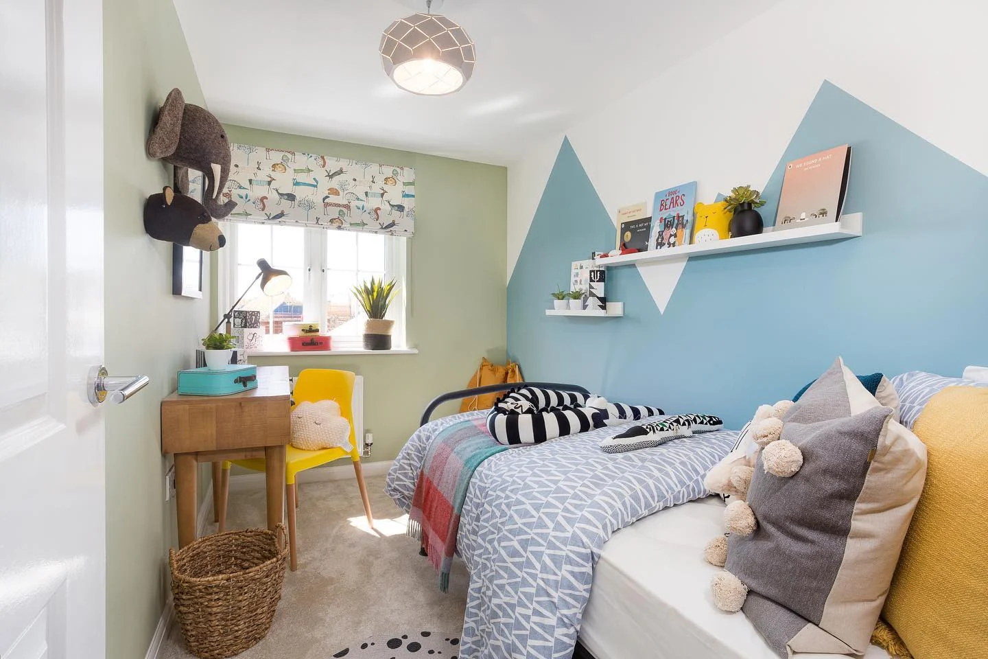 10. Modern Geometric Retreat with Playful Layers (childrens bedroom ideas)