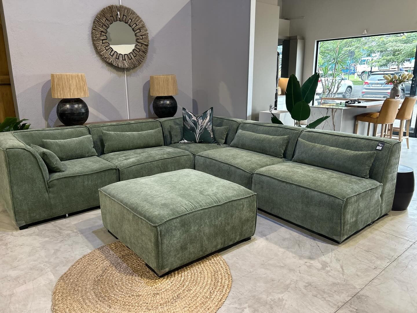 3. Plush Comfort with Monochrome Sage Seating (Sage Green Living Room Ideas)