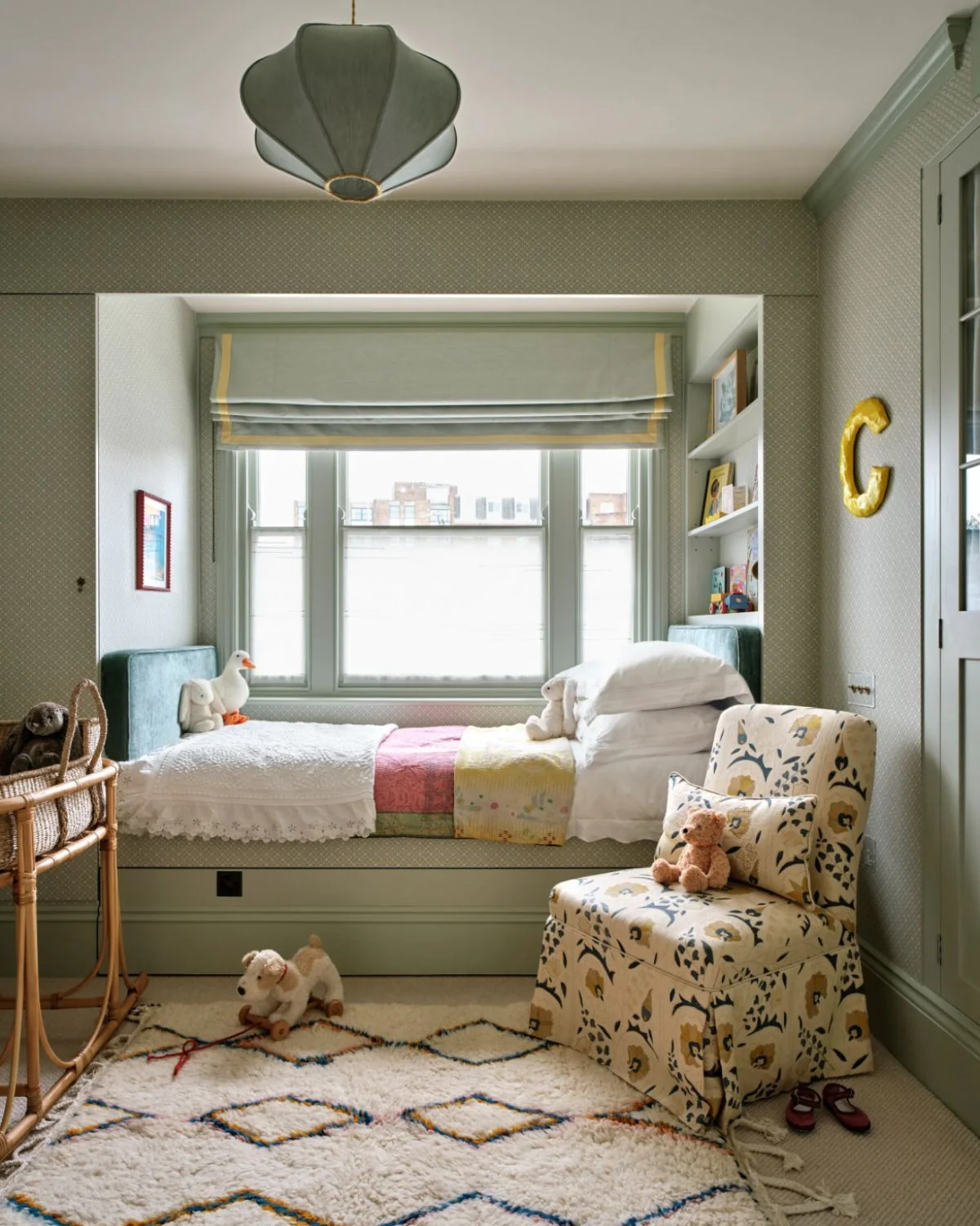 7. Layered Textures in a Soft Sage Nook (Light Green Bedroom Ideas)