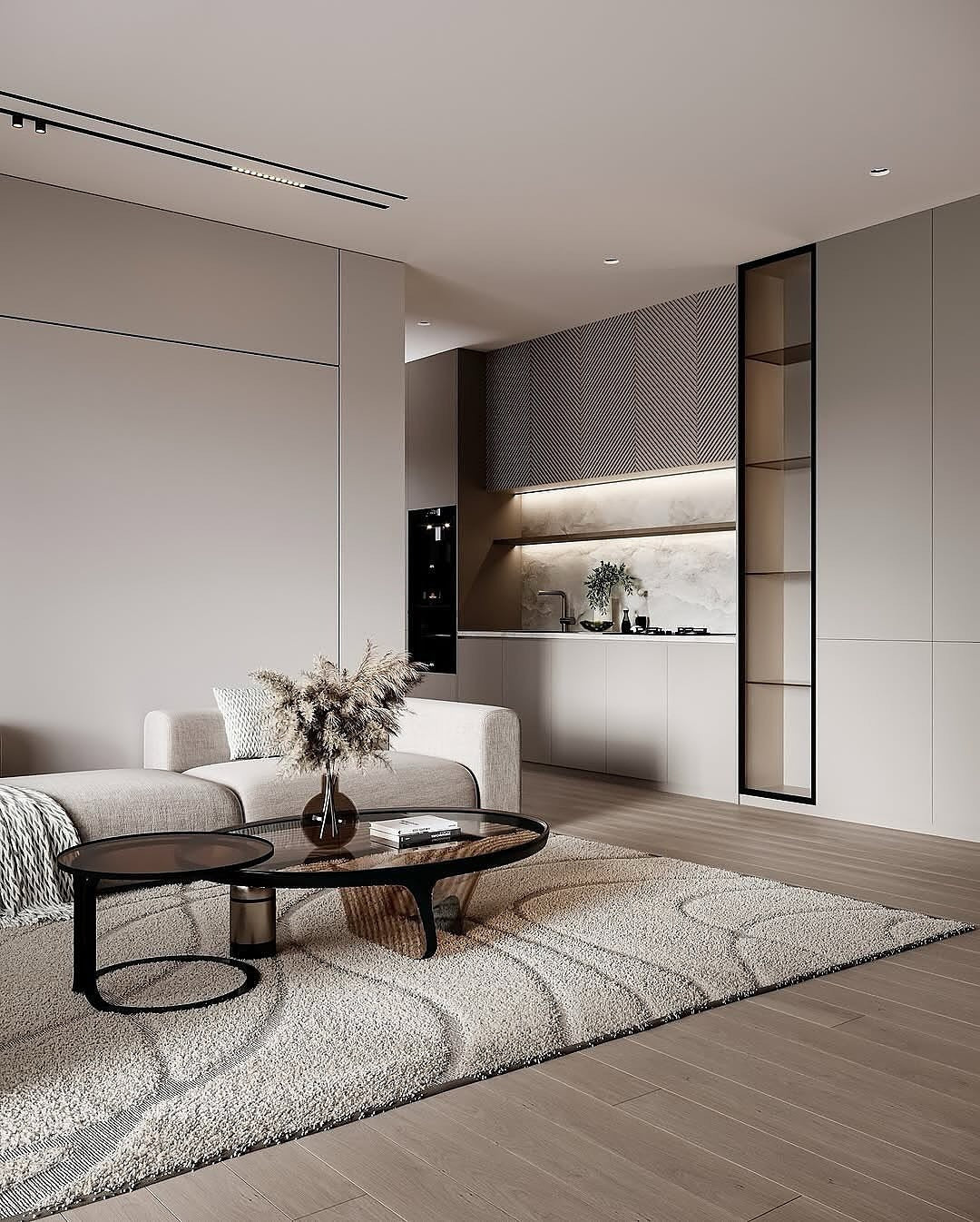 2. Curved Comfort with Textured Elegance (Living Room Floor Ideas)