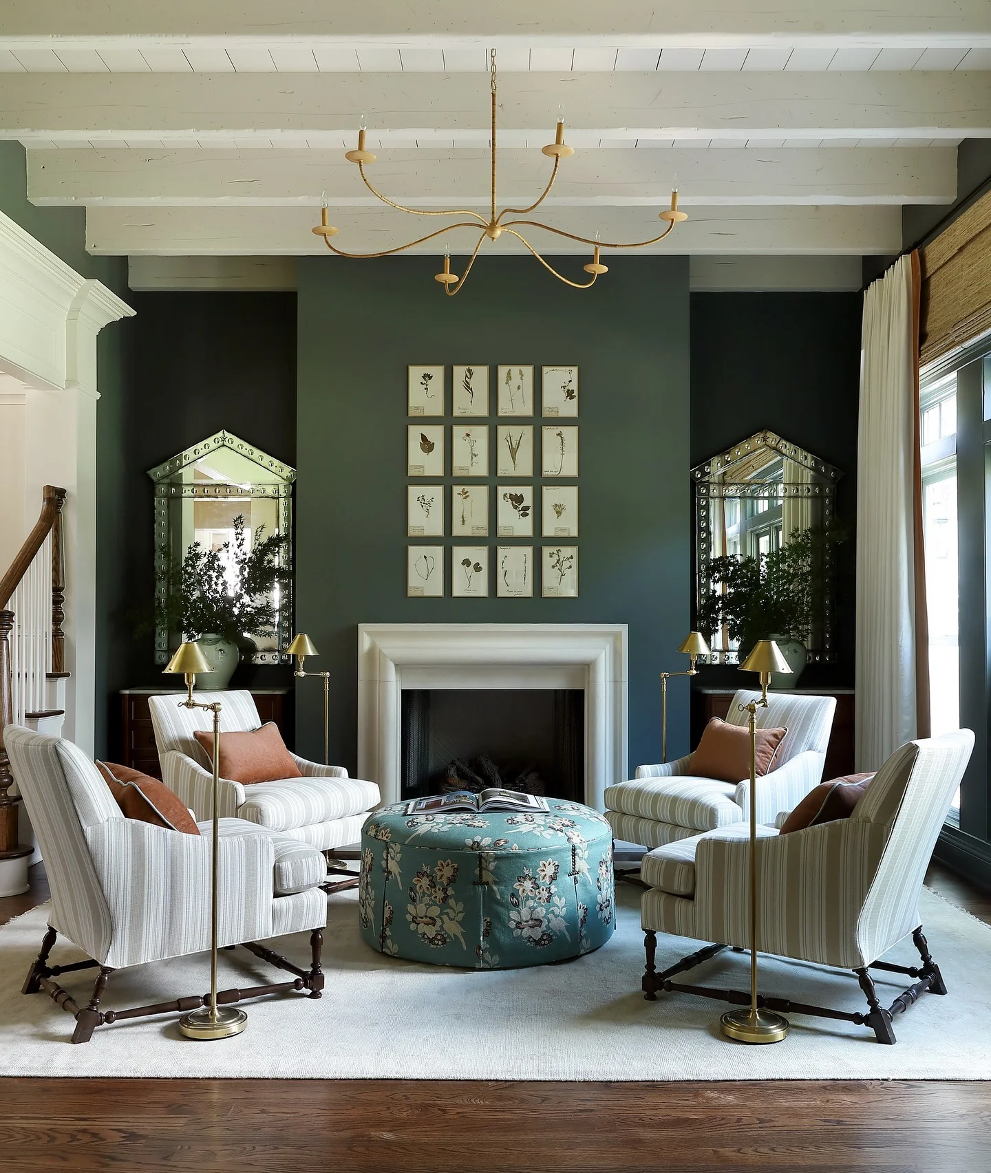 17. Refined Traditional With Forest Green Walls (Formal Living Room Ideas)