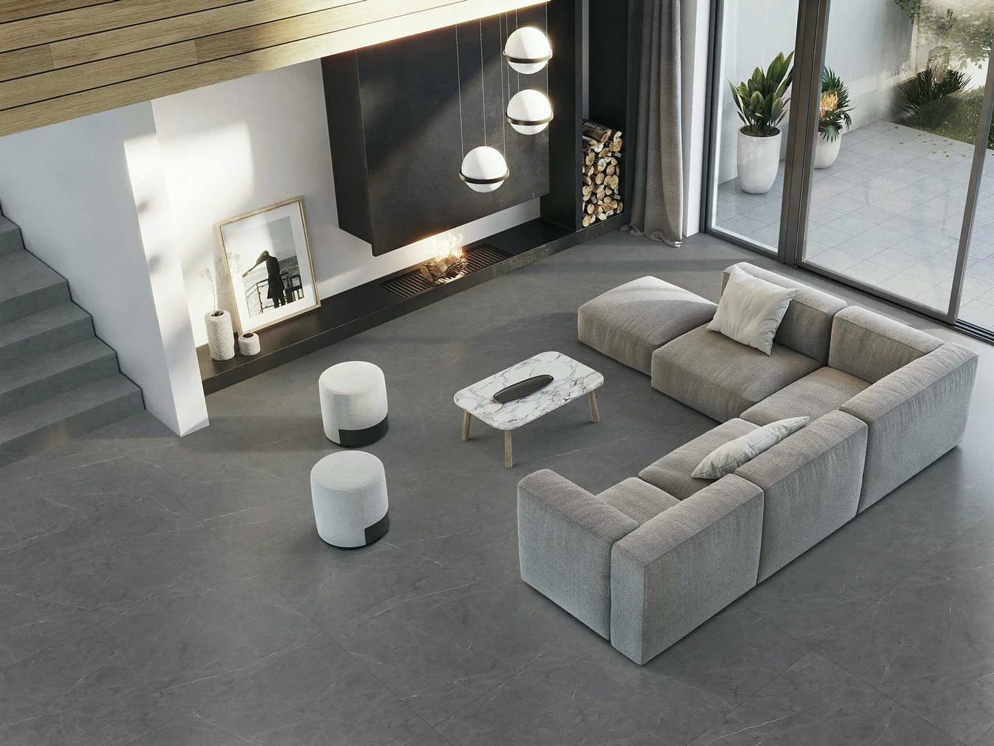 3. Open-Concept Minimalism (Gray Living Room Ideas)