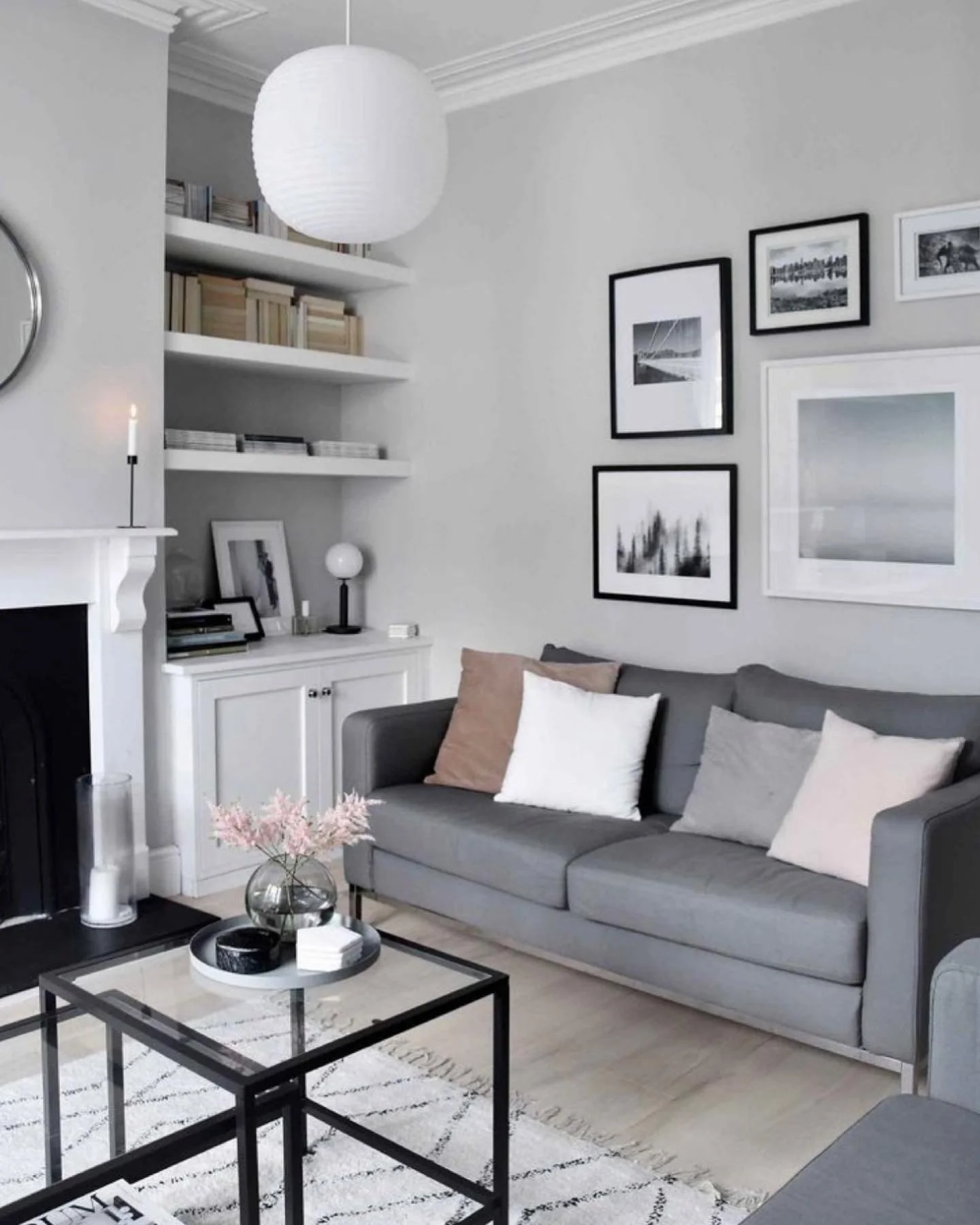 12. Minimalist Chic with Graphic Art (Gray Living Room Ideas)