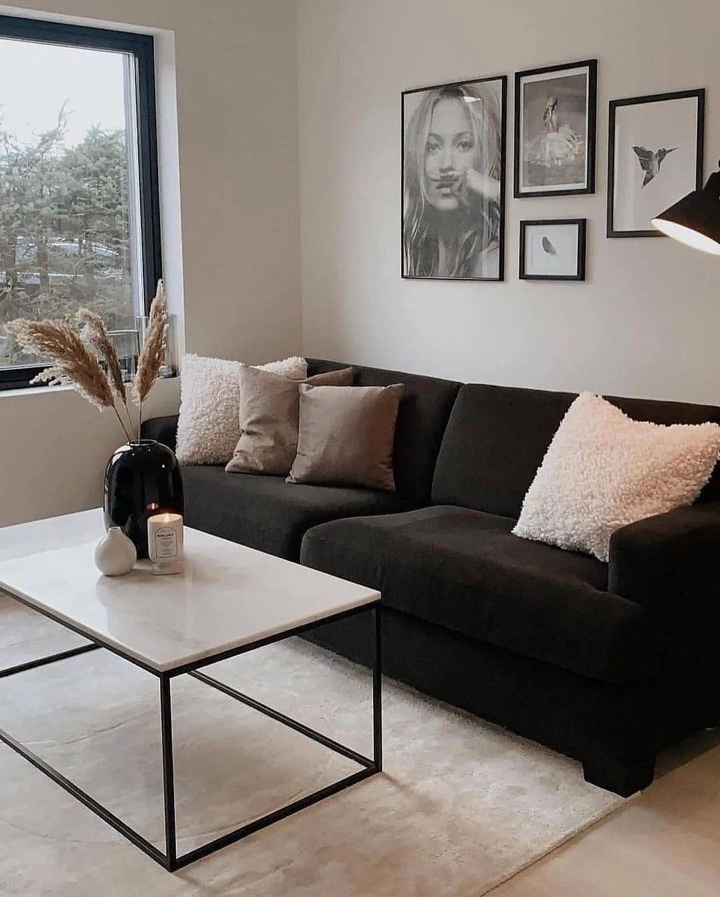 10. Soft Monochrome with Natural Light (Black Living Room Ideas)