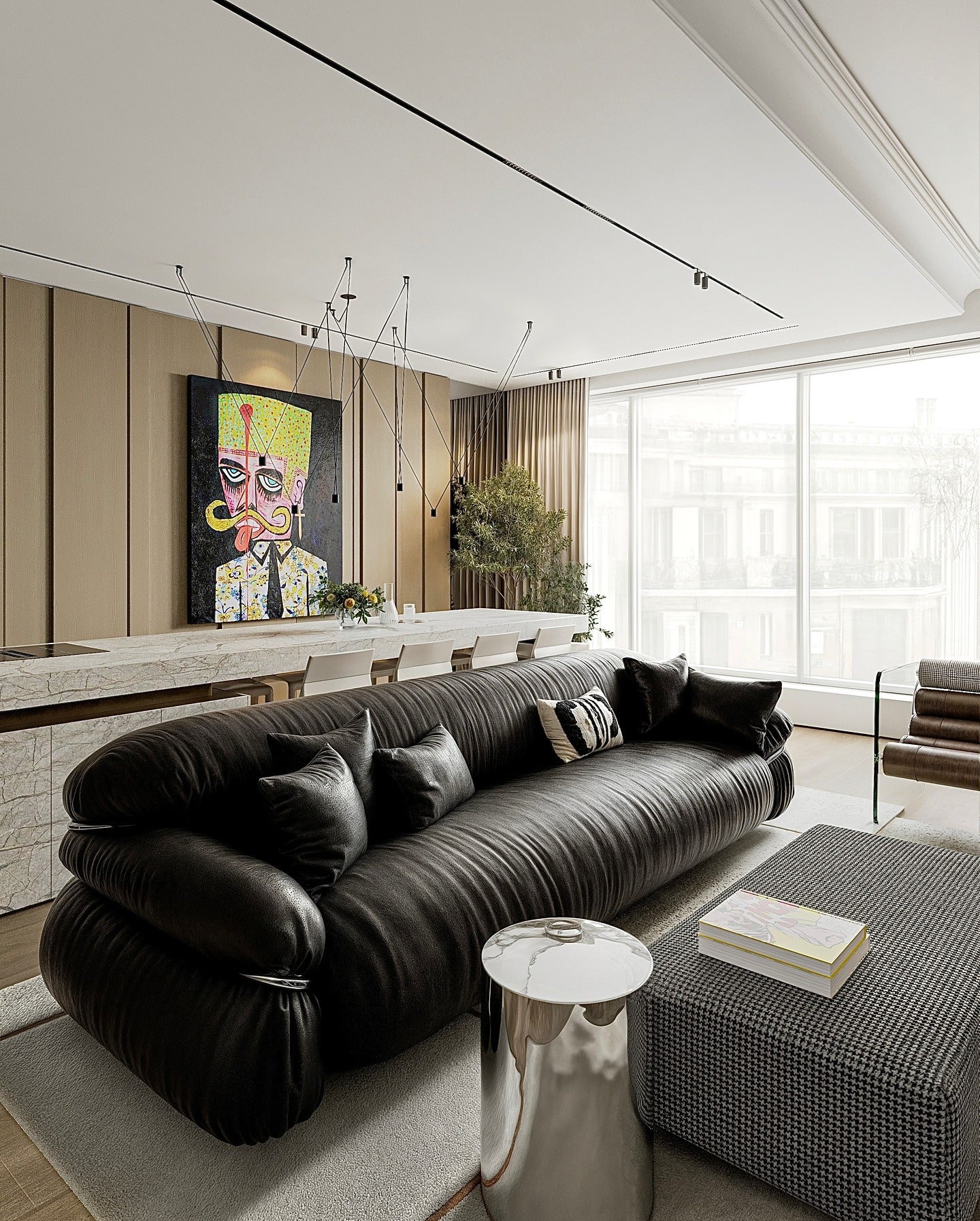 9. Artistic Impact with Sculptural Seating (Black Living Room Ideas)