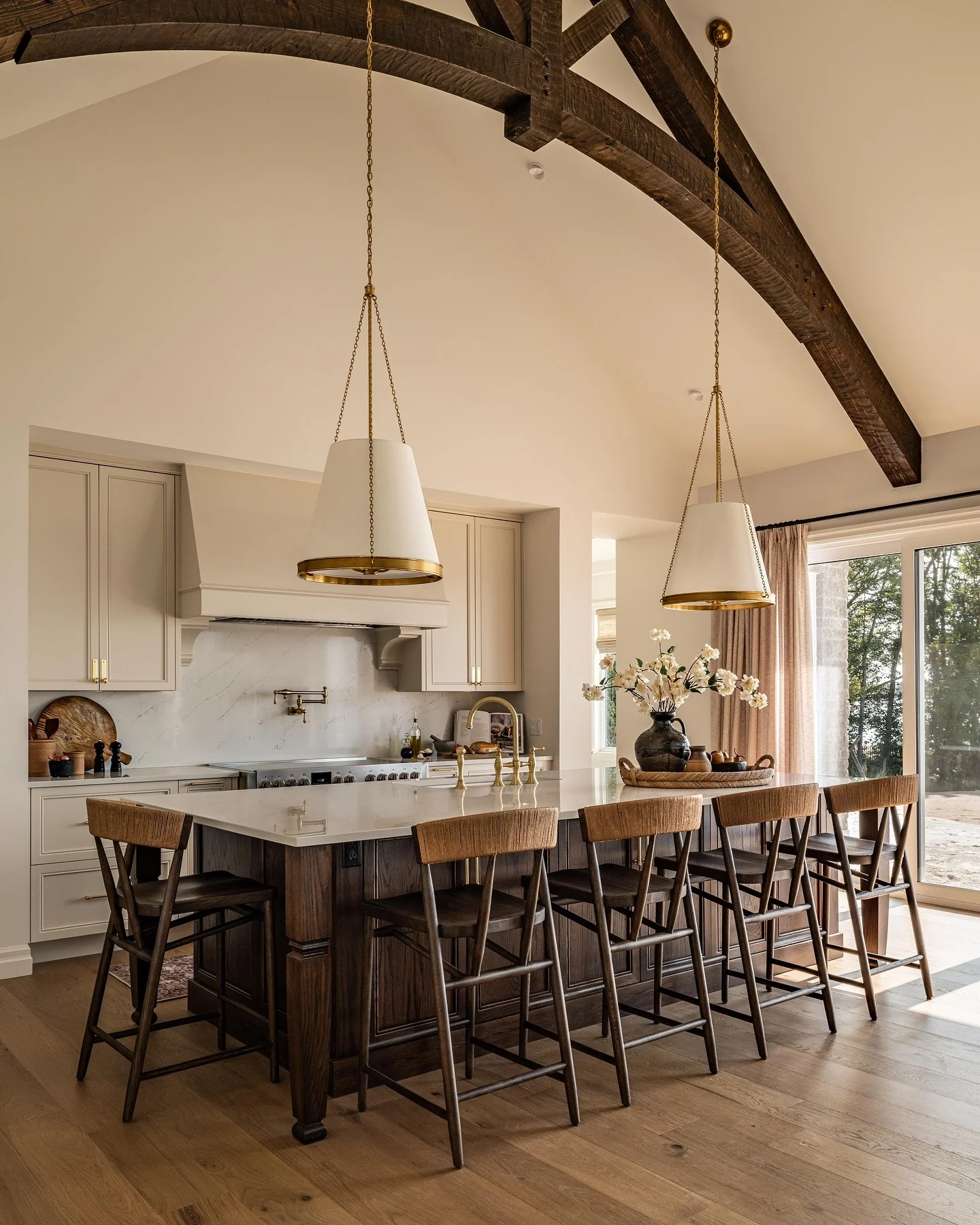 2. Vaulted Charm with a Heritage Island (Rustic Kitchen Island Ideas)