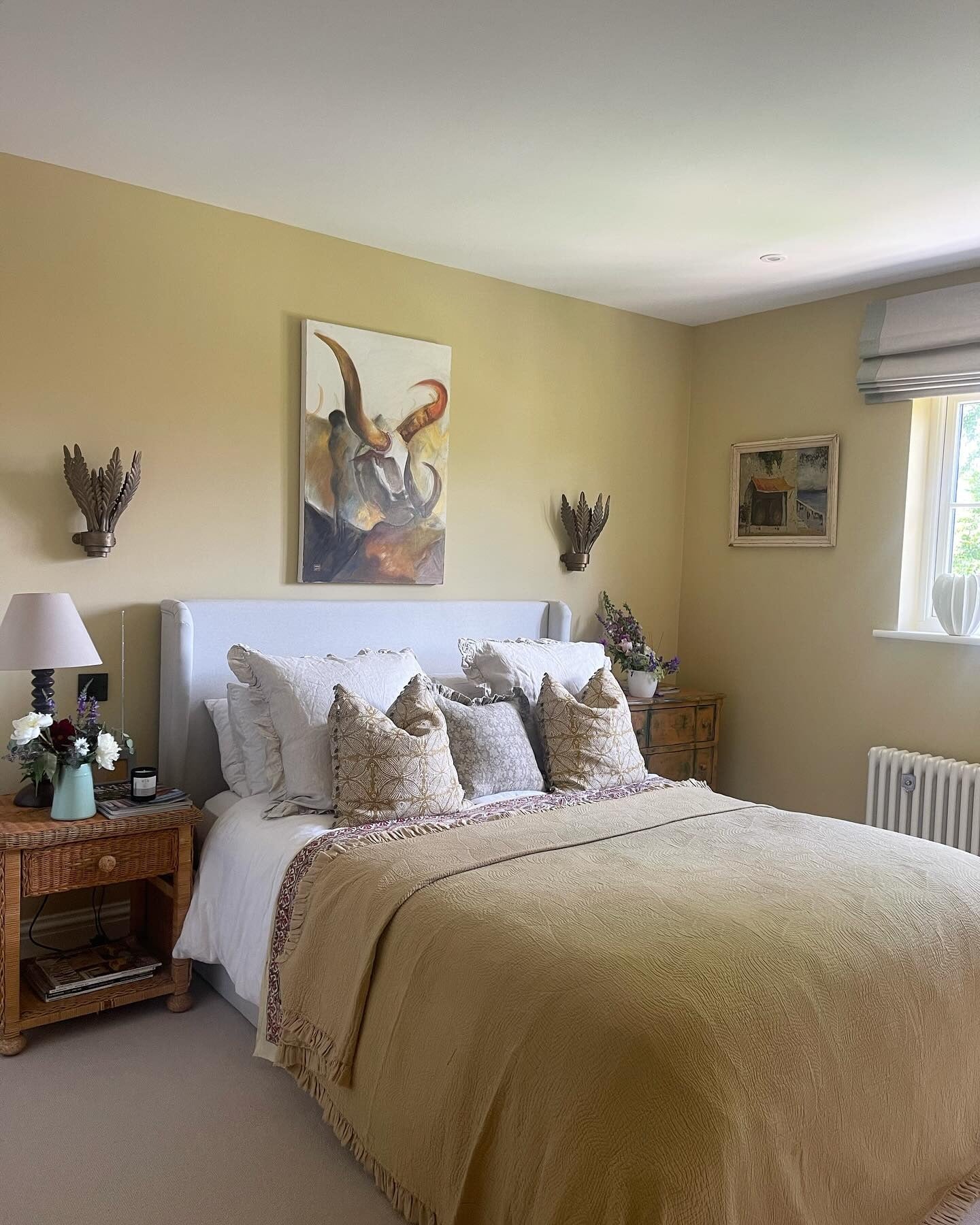 11. Classic Warmth with Subtle Elegance (Yellow and Gray Bedroom Ideas)