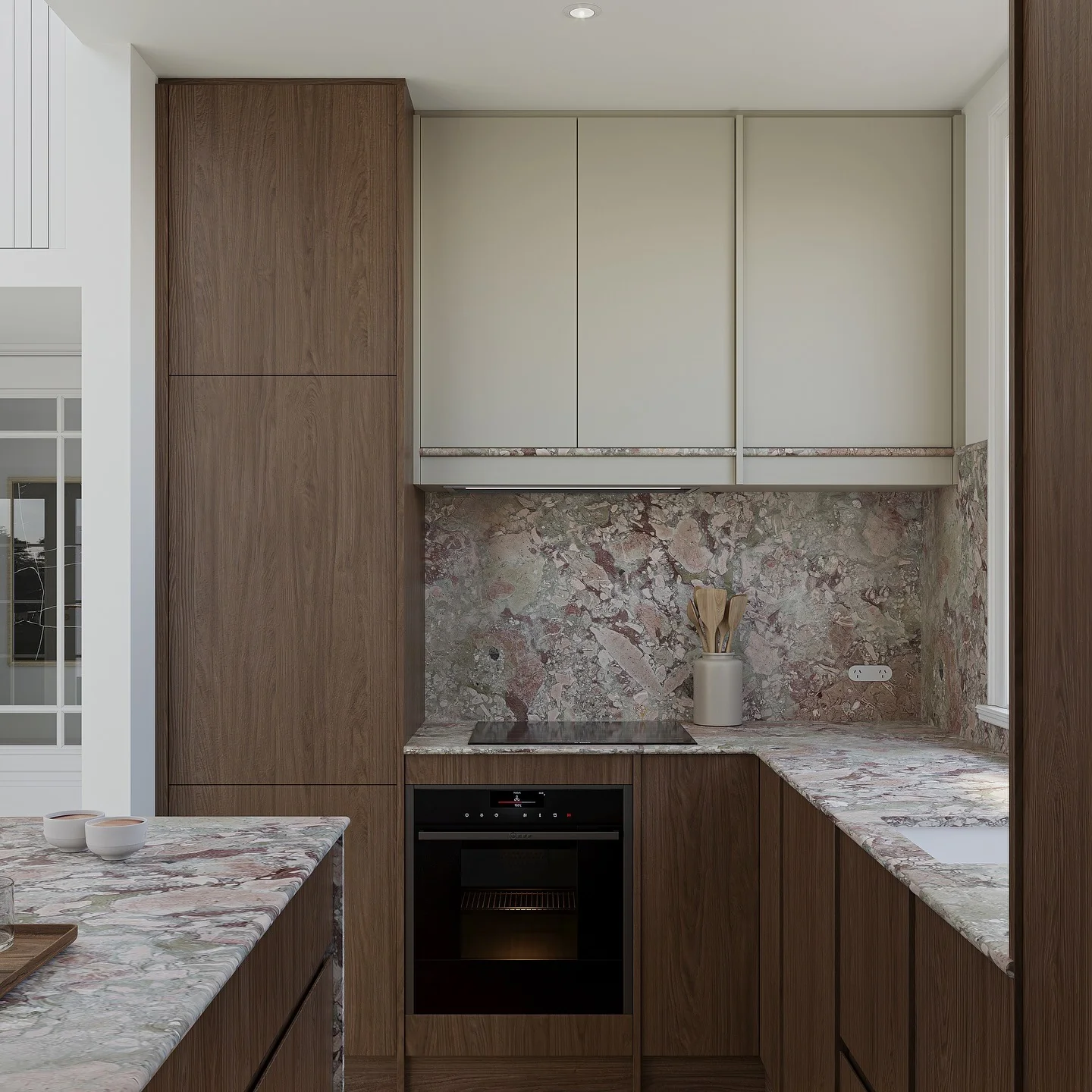 10. Organic Marble Meets Sleek Oak (Oak Cabinets Kitchen Ideas)