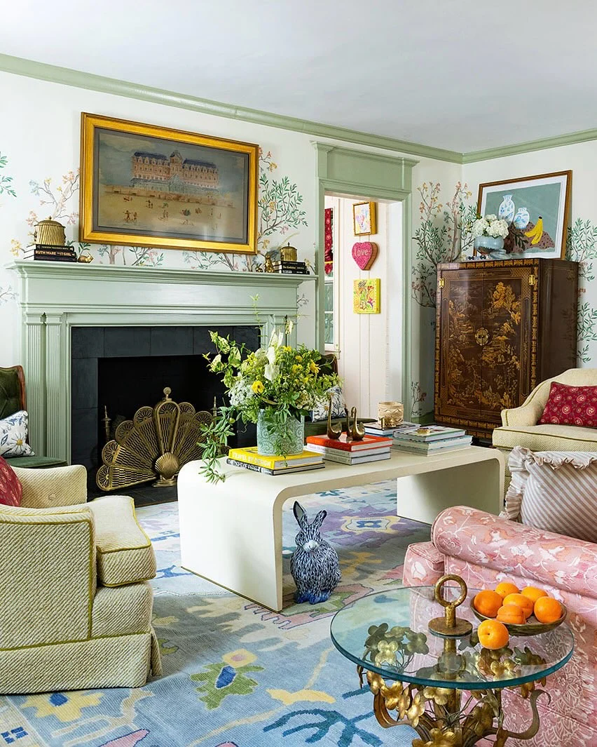 4. Botanical Revival with Oriental Accents (vintage living room ideas)