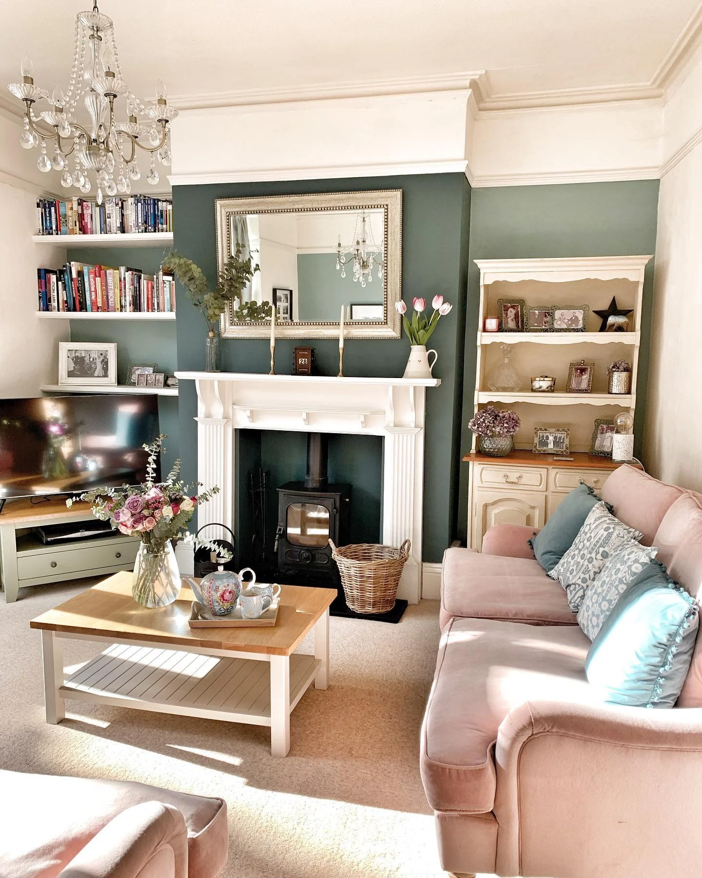 2. Soft Pastels with English Country Influence (vintage living room ideas)