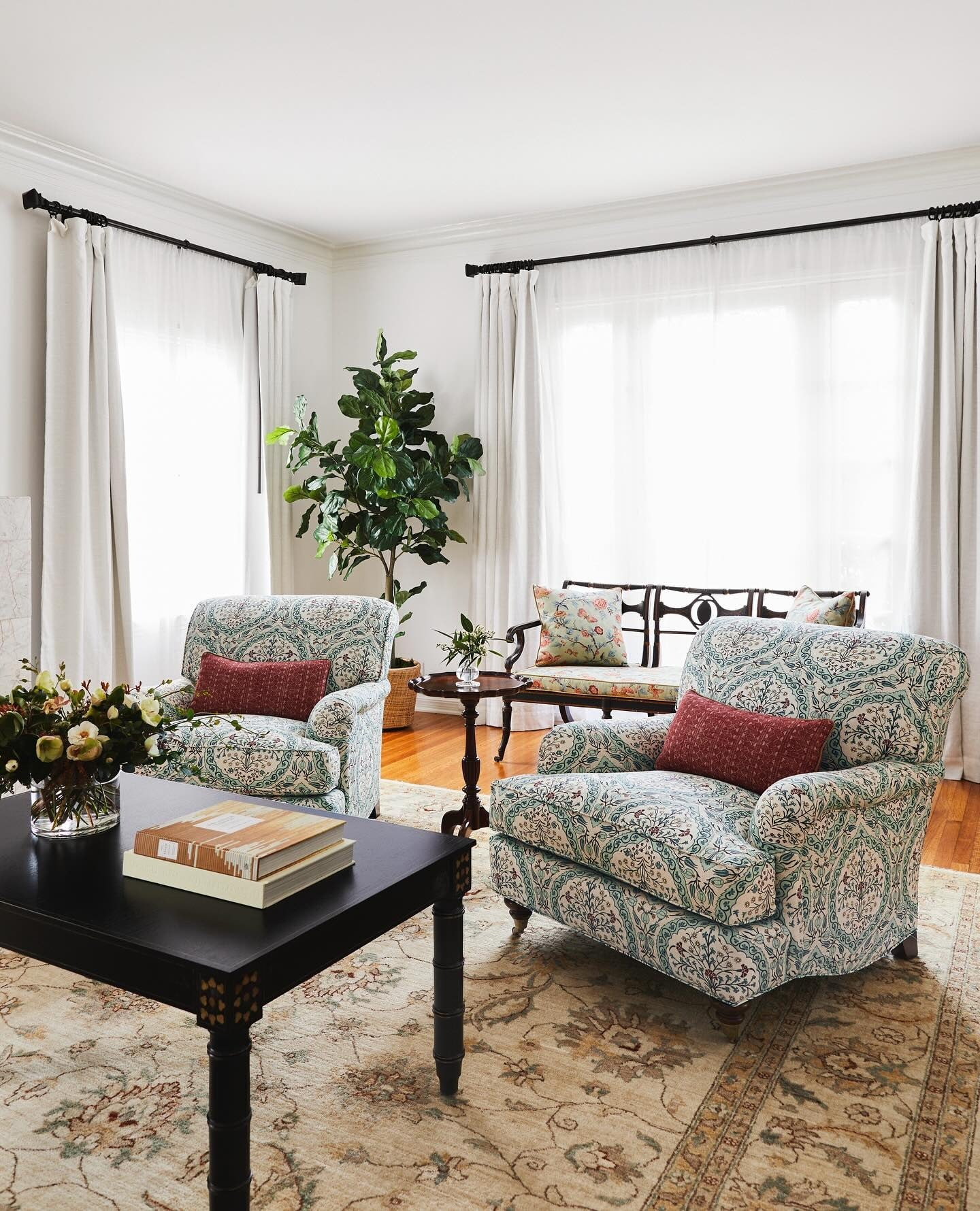 5. Heirloom Heritage with Classic Drapery (vintage living room ideas)