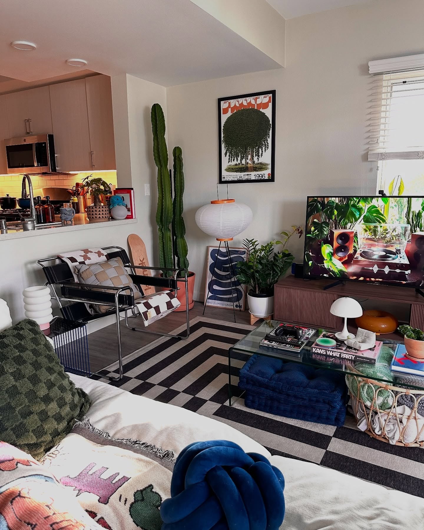 10. 90s-Inspired Eclectic with Graphic Touches (vintage living room ideas)