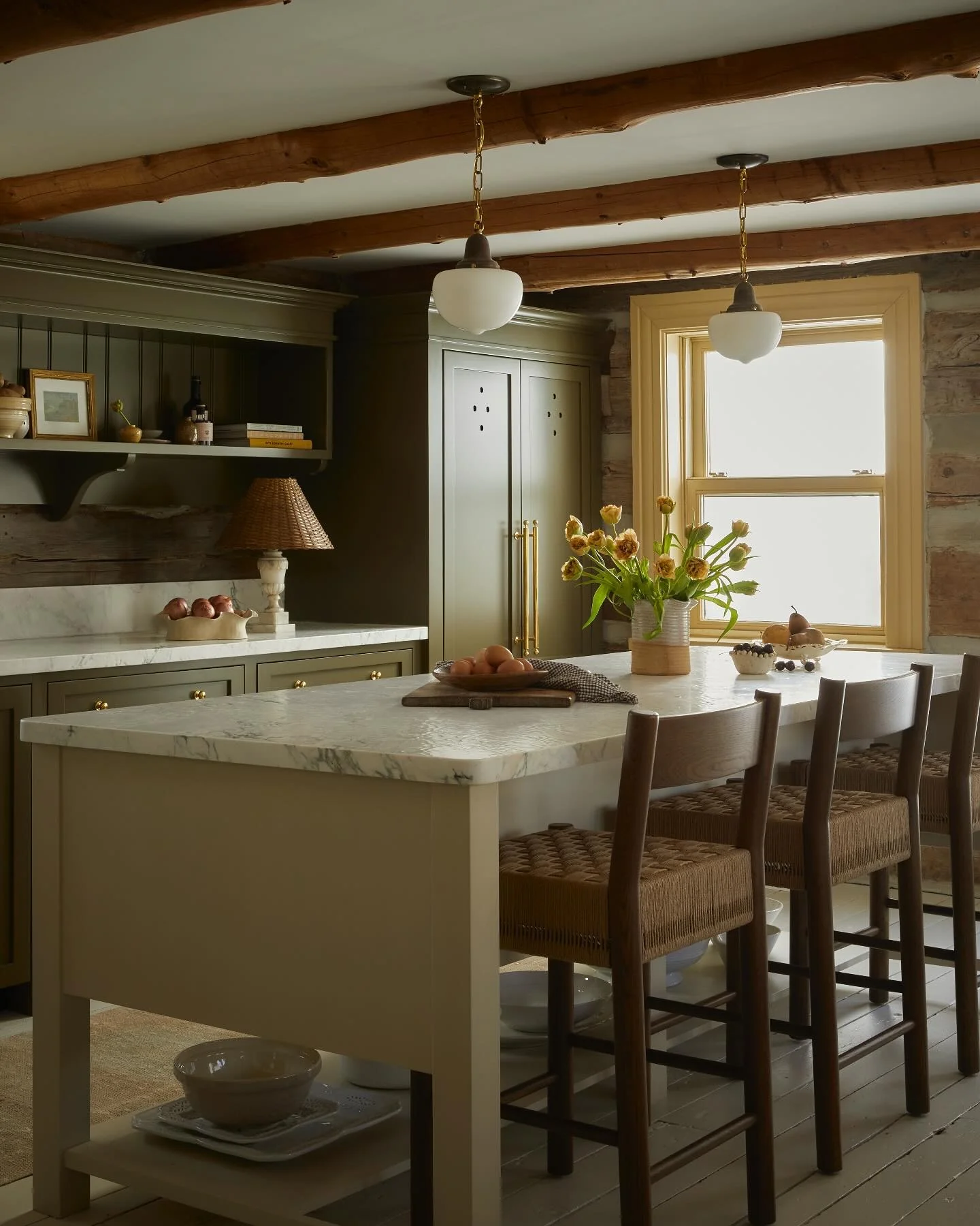 16. Vintage Olive Tones with Classic Charm (Farmhouse Kitchen Ideas)