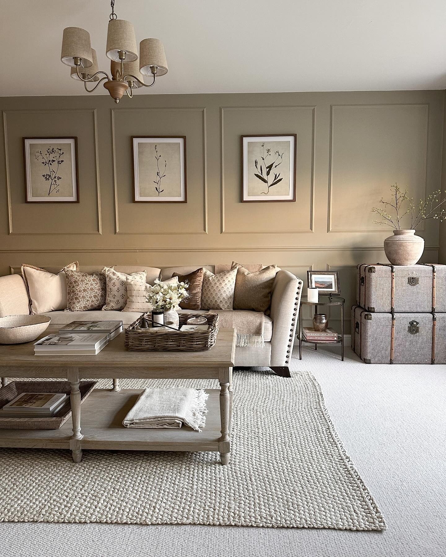 3. Earthy Classic with Layered Comfort (Warm and Cozy Living Room Ideas)