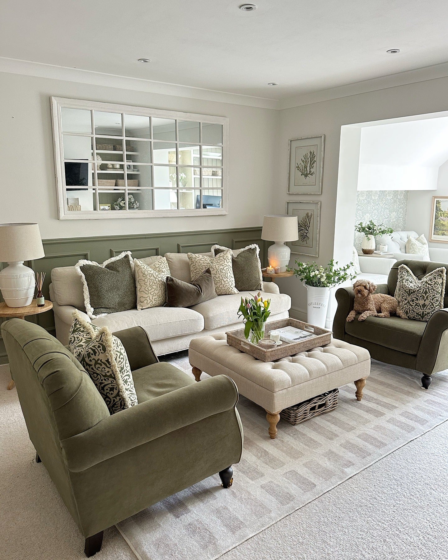 5. Traditional Warmth with Sage and Cream (Warm and Cozy Living Room Ideas)
