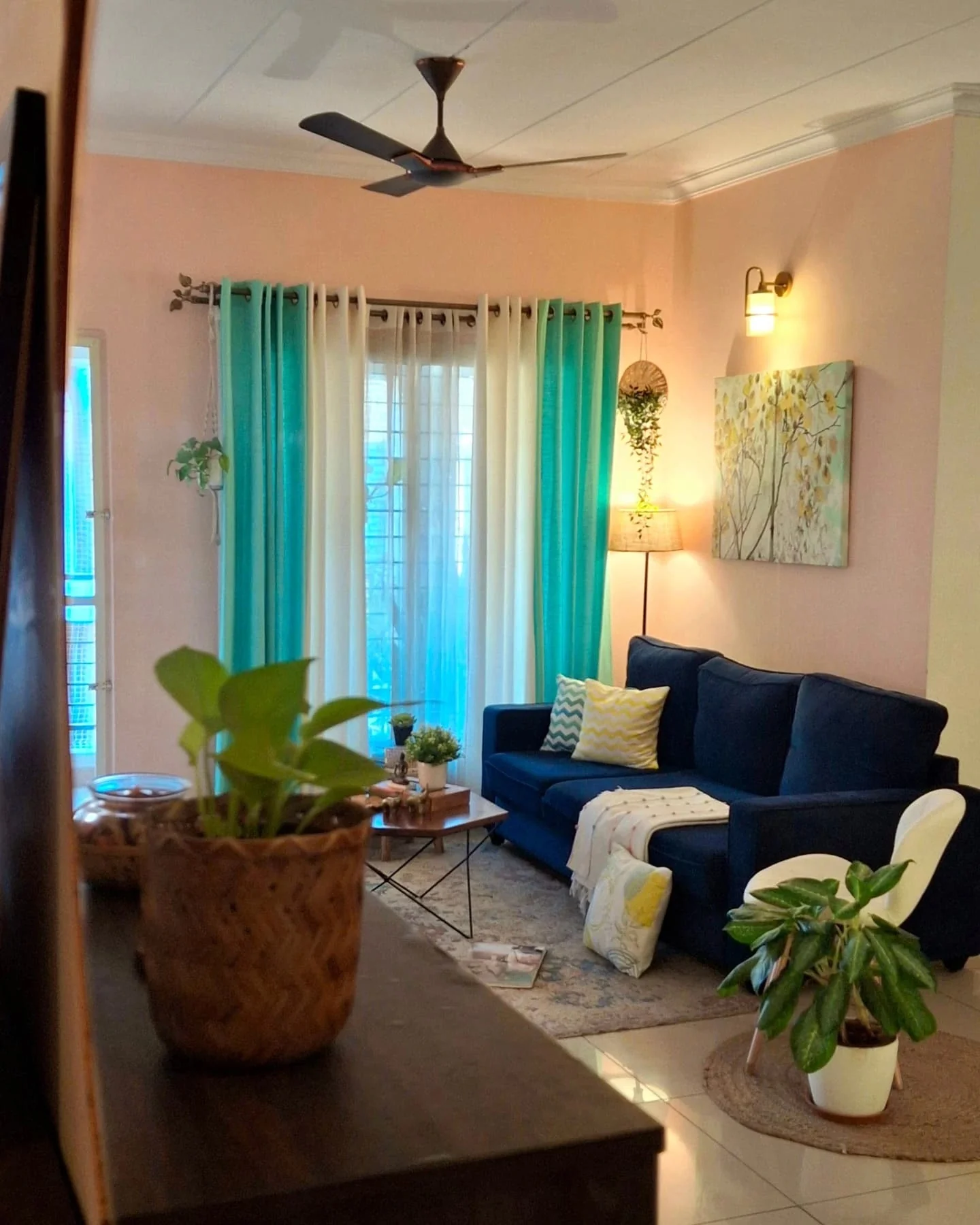 11. Bold Contrast with Teal and Navy (Warm and Cozy Living Room Ideas)