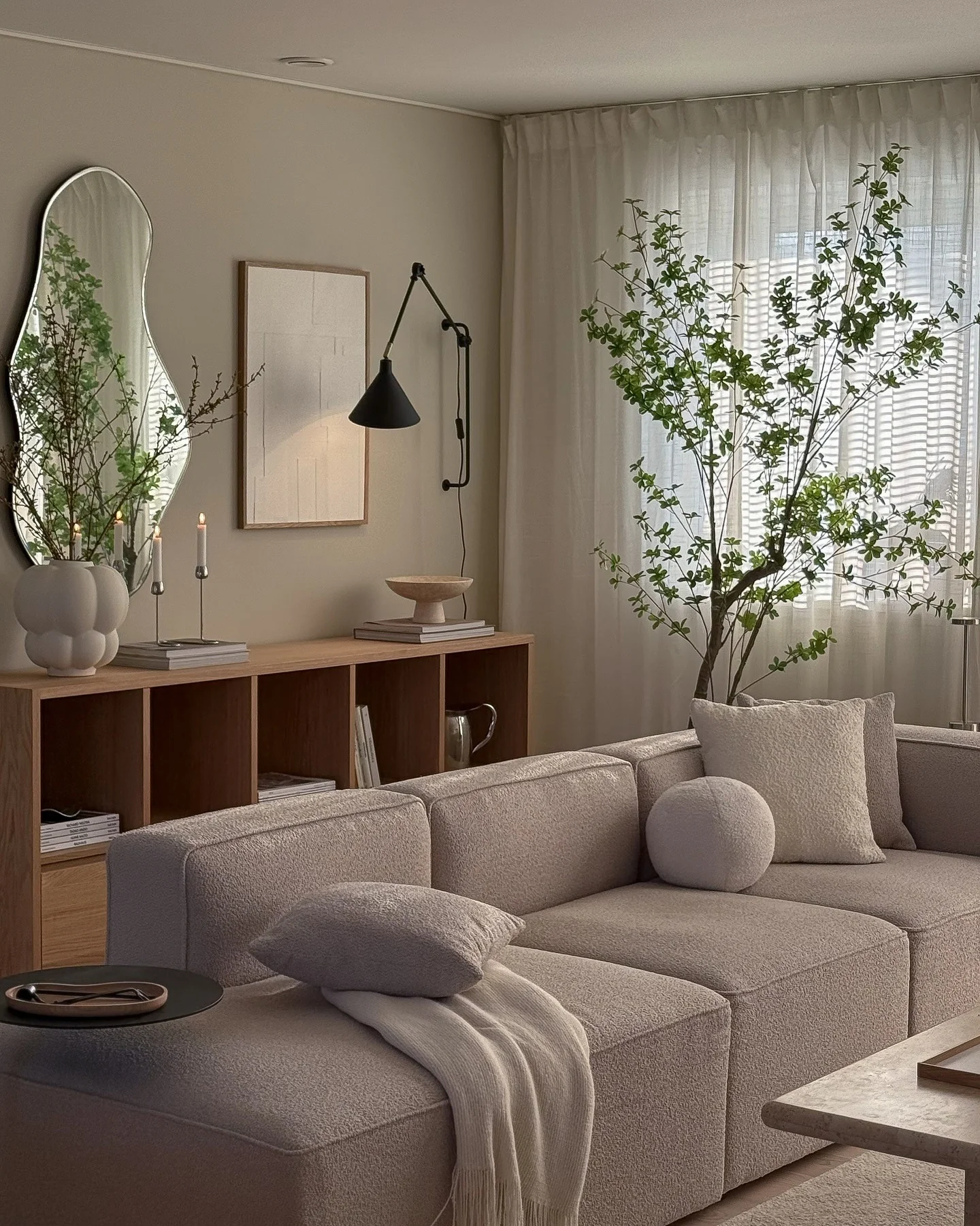 19. Natural Minimalism with Botanical Accents (Warm and Cozy Living Room Ideas)