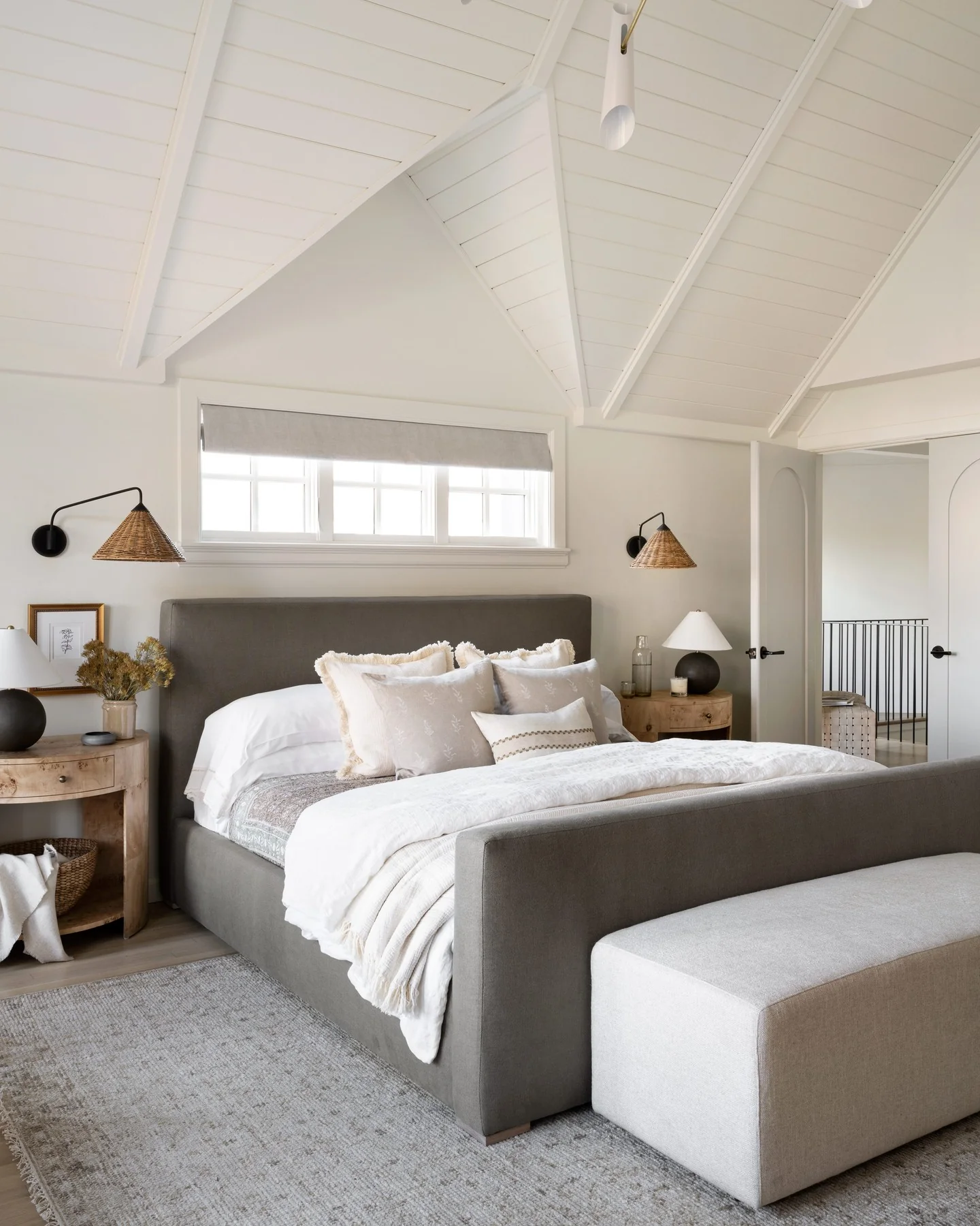 6. Calm Geometry and Textural Depth (Scandinavian Bedroom Ideas)