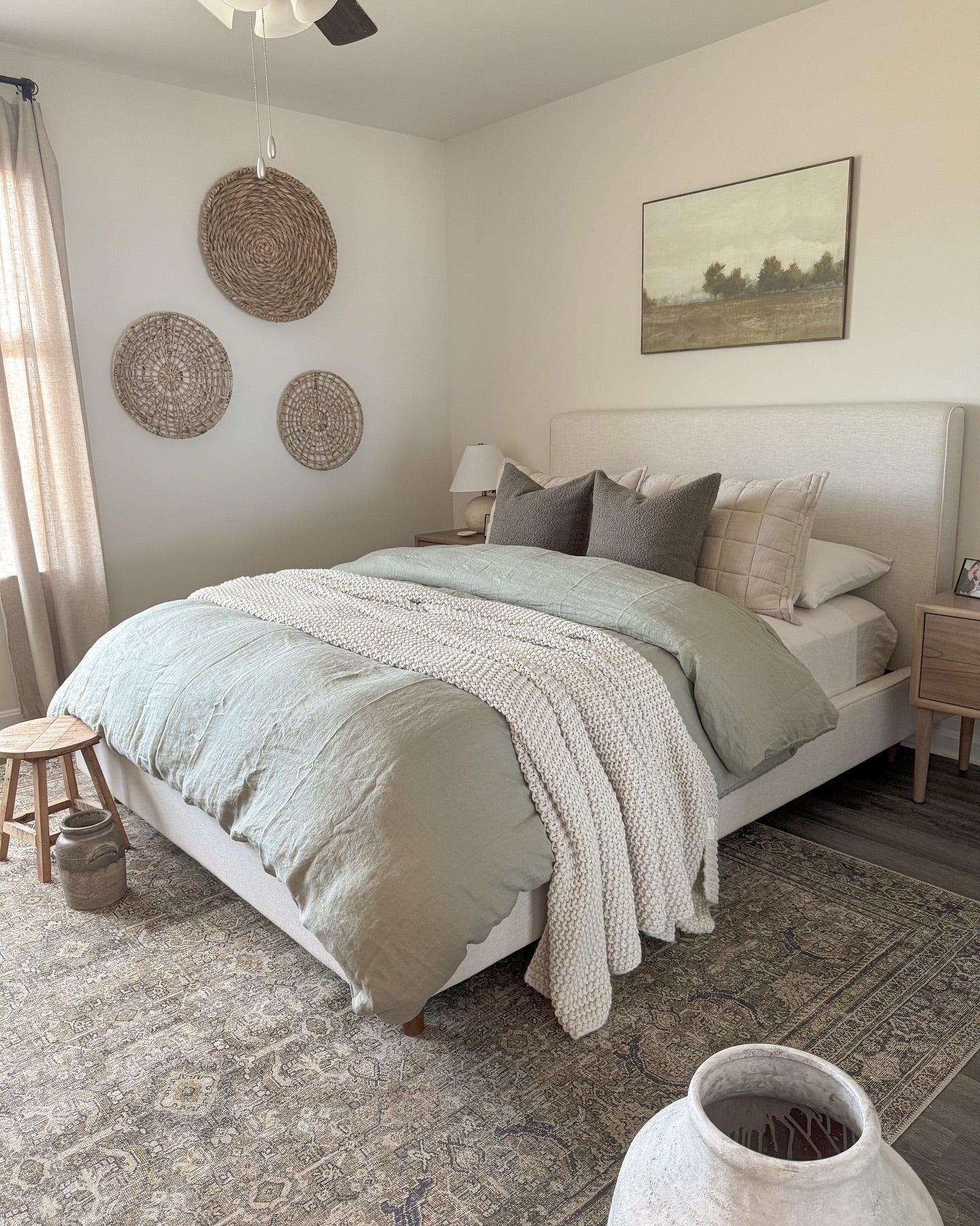 17. Earth-Toned Calm with Linen and Texture (Scandinavian Bedroom Ideas)