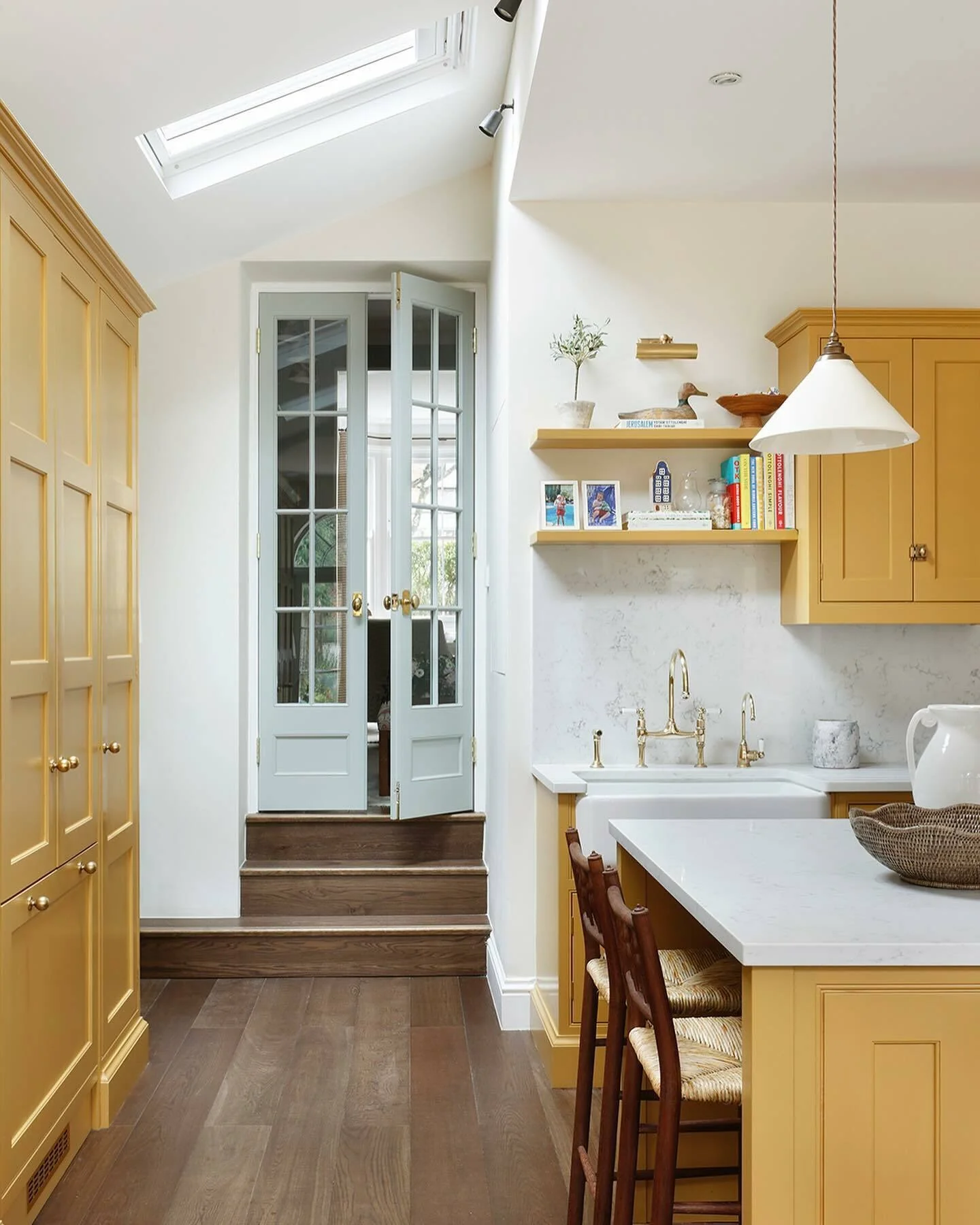 12. Sun-Baked Yellow with Blue-Grey Accents (classic kitchen ideas)