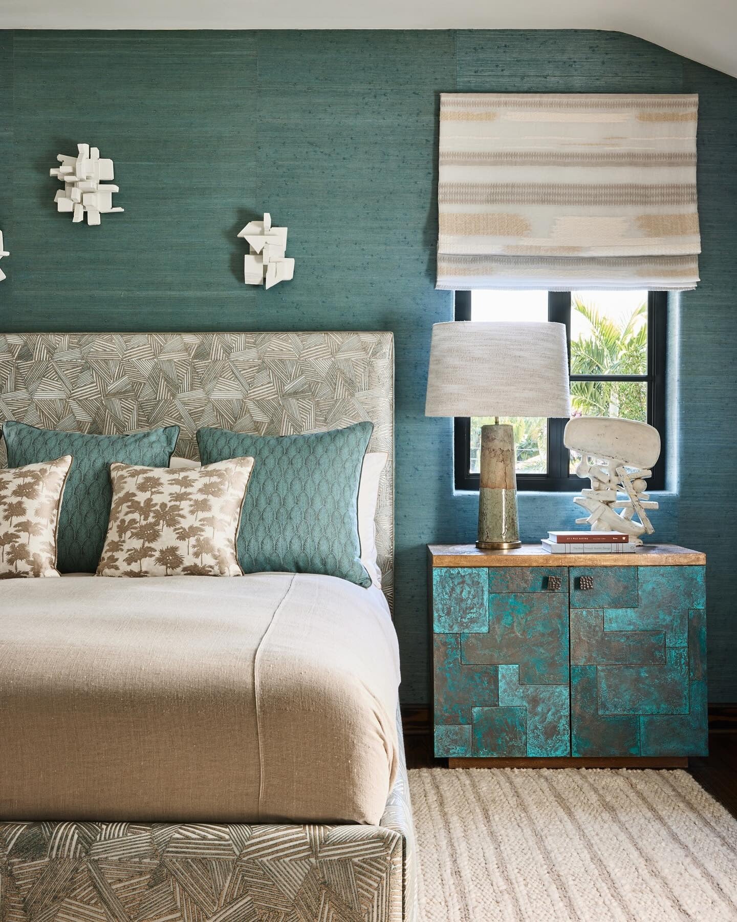 8. Textured Tranquility with Artisan Finishes (Turquoise Bedroom Ideas)